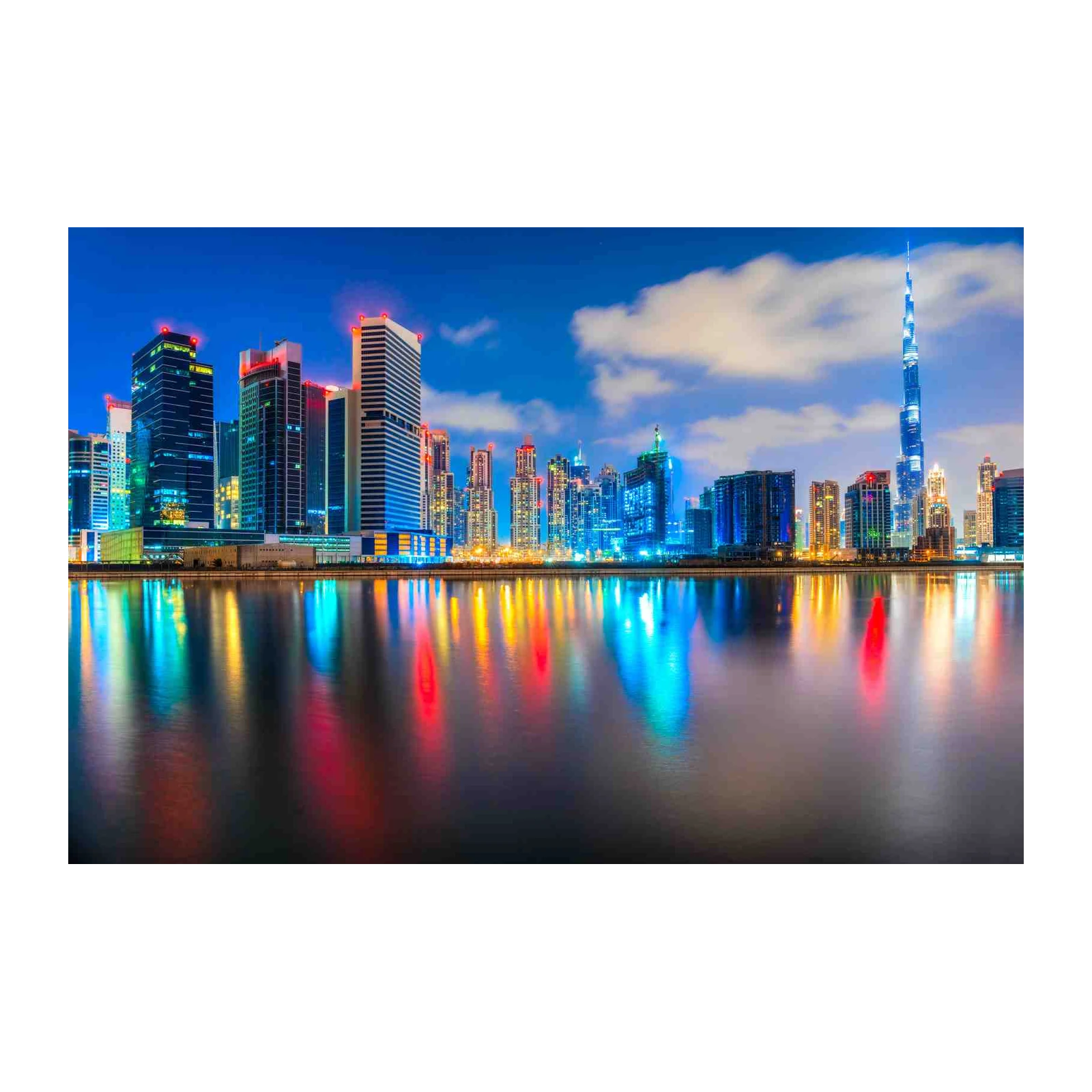 Dubai Skyline Reflection Wall Art | Modern Cityscape Art