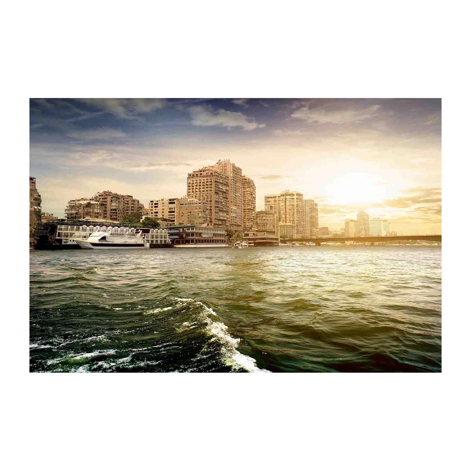 Nile River Cityscape Sunset Wall Art