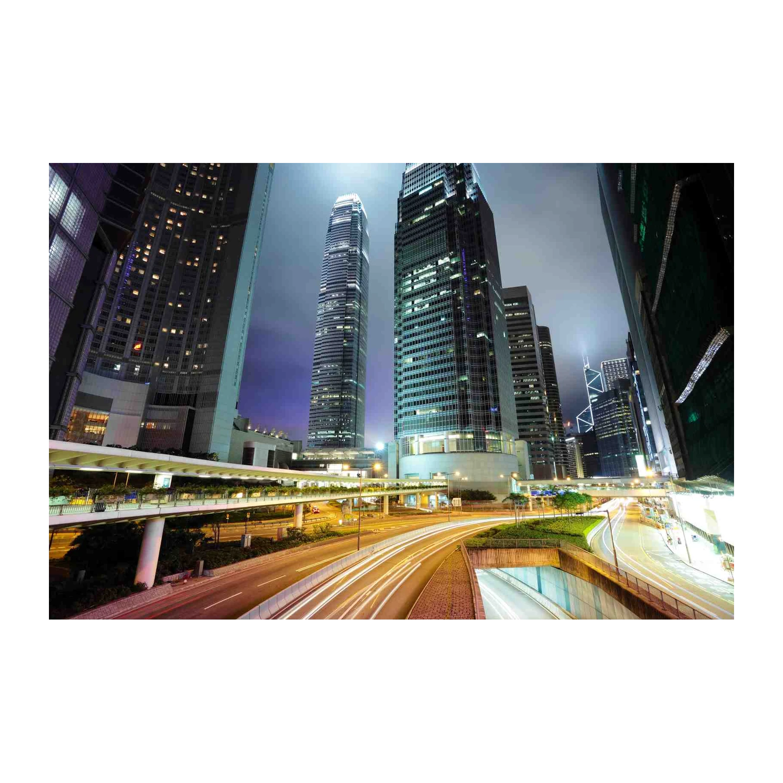 Modern Cityscape Night Traffic Wall Art