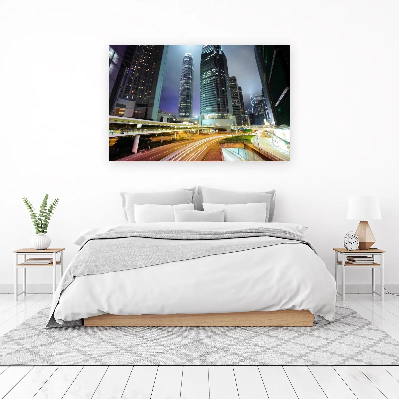 Modern Cityscape Night Traffic Wall Art