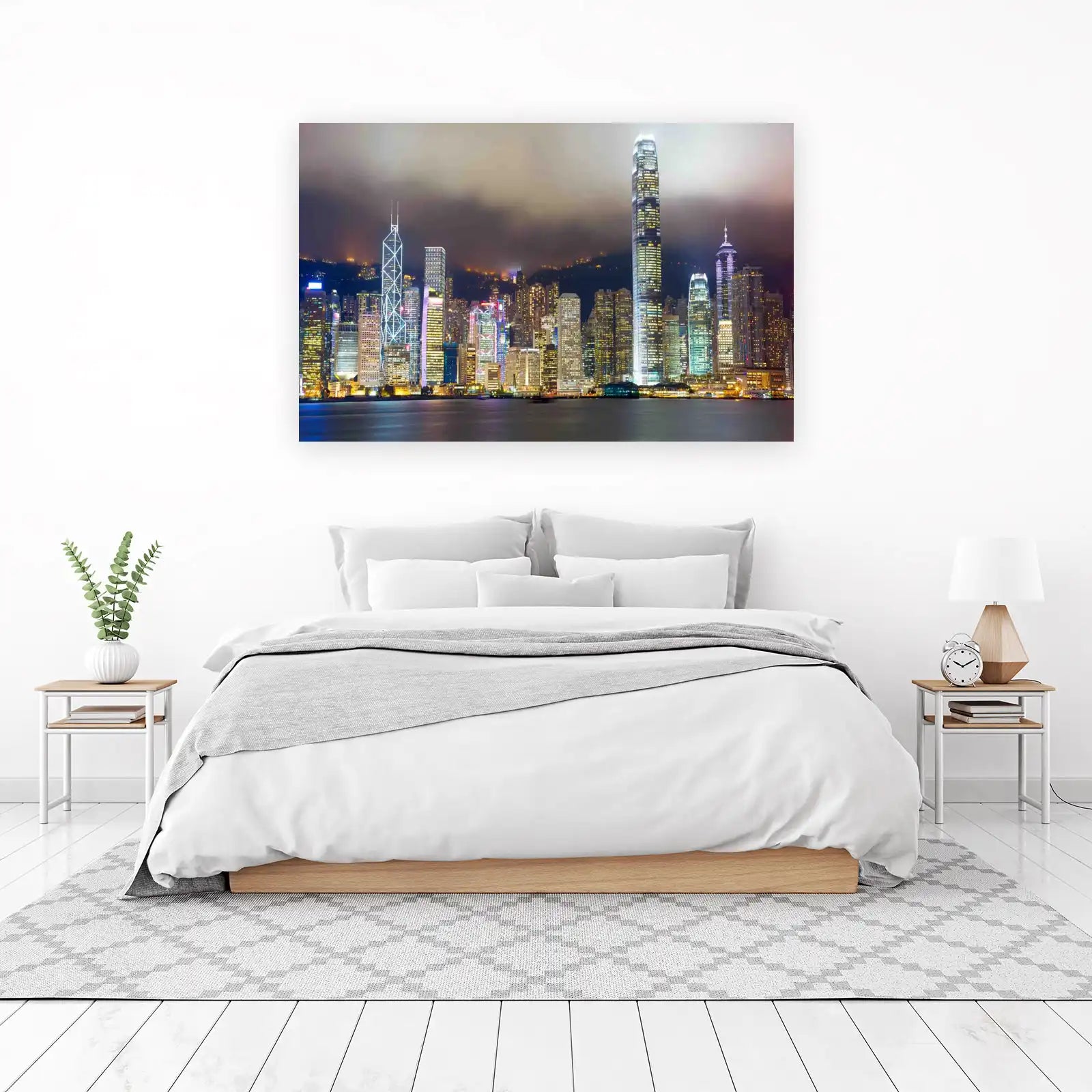 Hong Kong Skyline at Night Wall Art