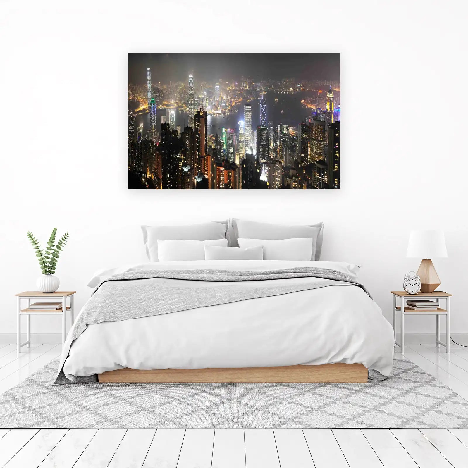 Hong Kong Skyline Night Cityscape Wall Art