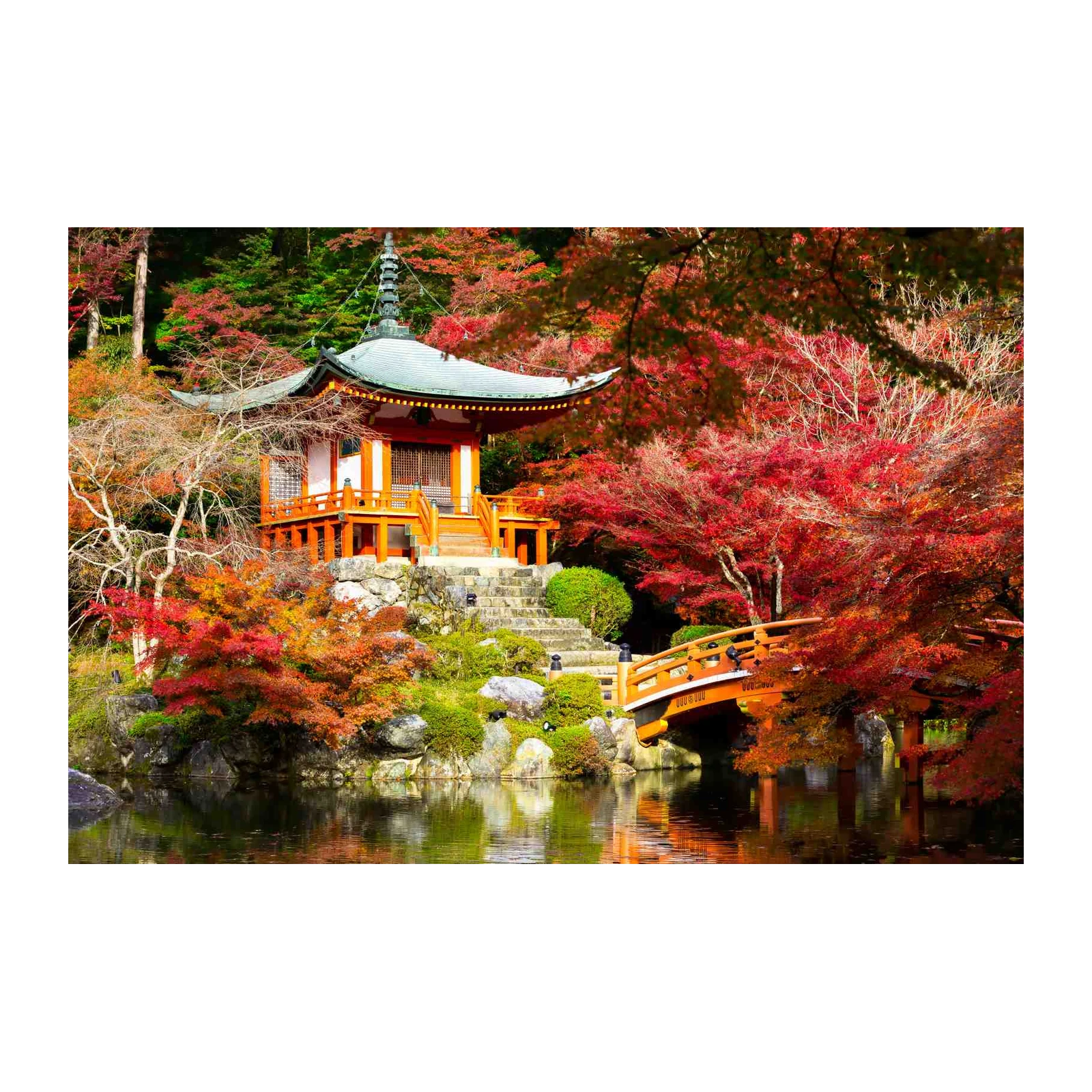 Serene Japanese Pagoda Autumn Wall Art