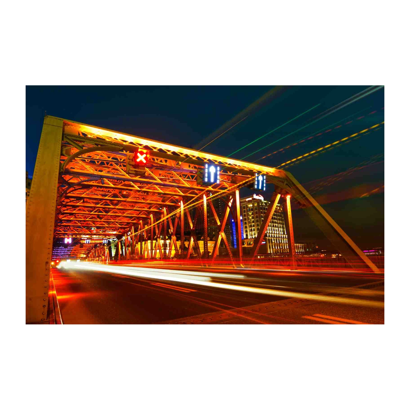 Urban Bridge Light Trails Wall Art