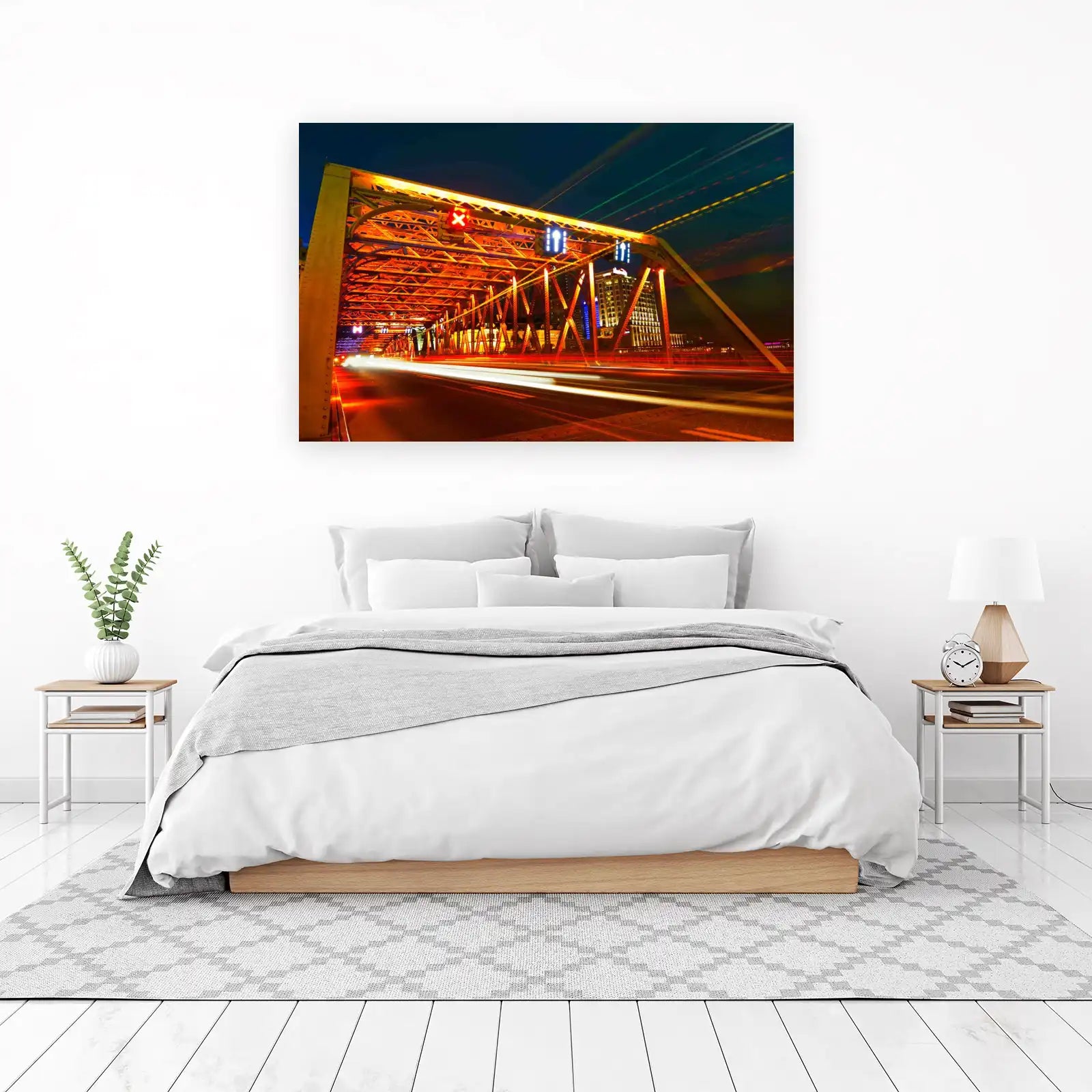 Urban Bridge Light Trails Wall Art