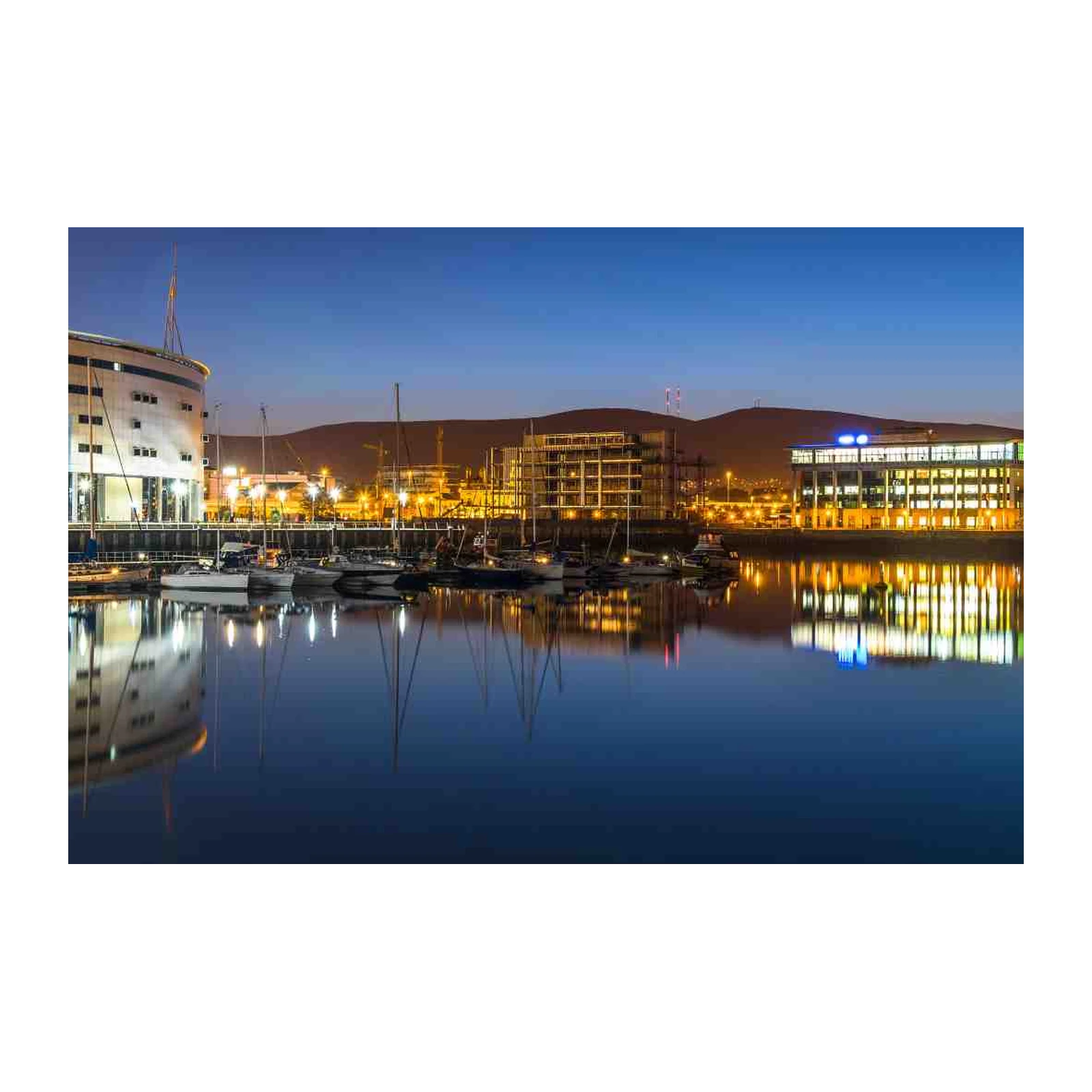 Modern City Harbor Night View Wall Art