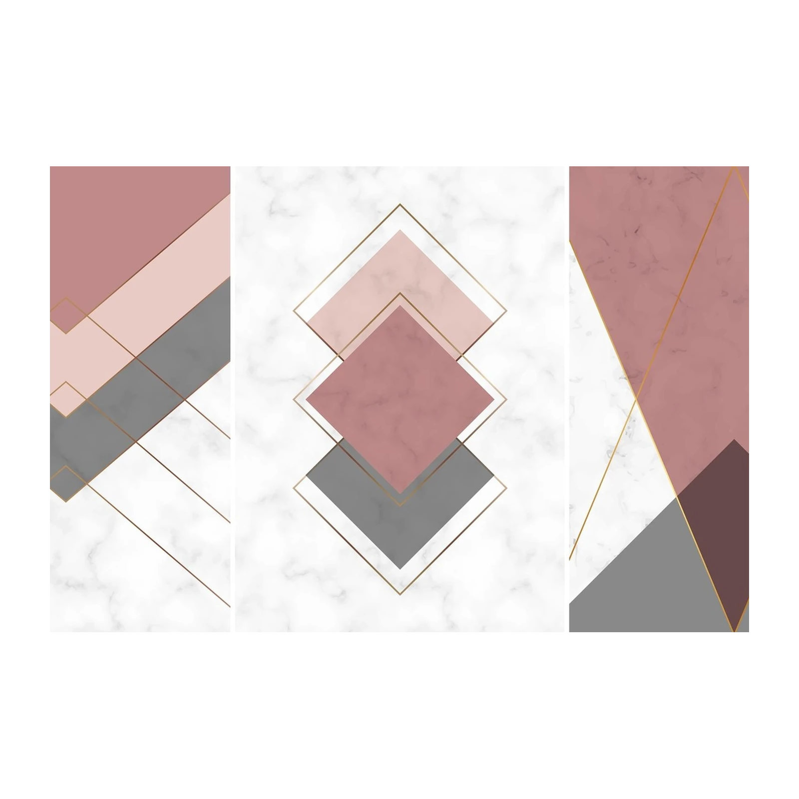 Geometric Rose Gold Marble Wall Art