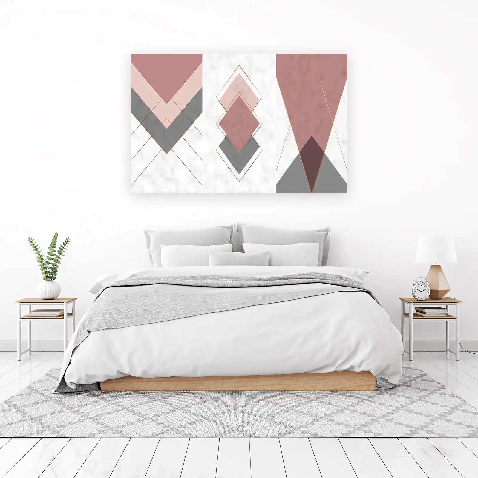 Geometric Rose Gold Marble Wall Art