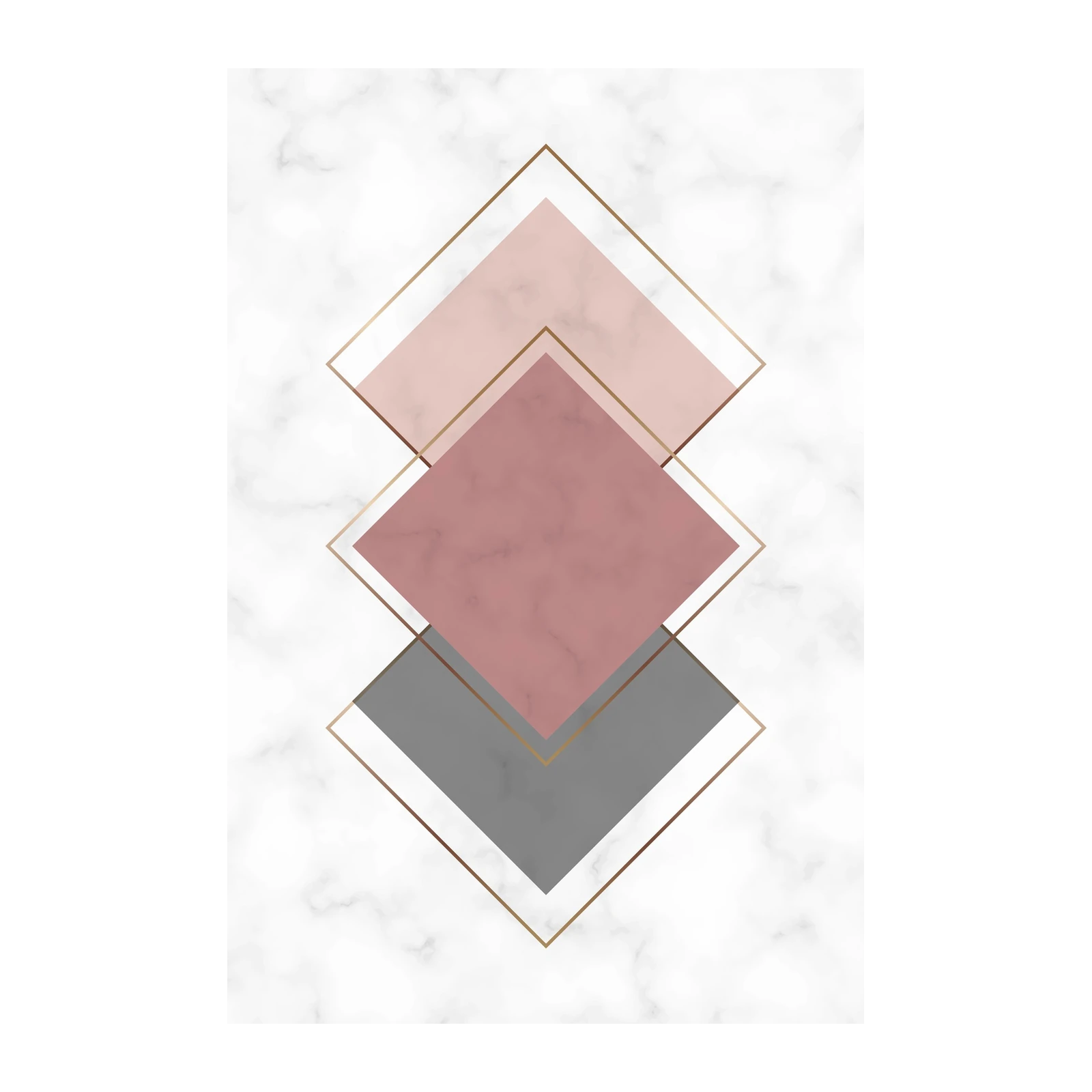 Geometric Blush & Gray Marble Wall Art