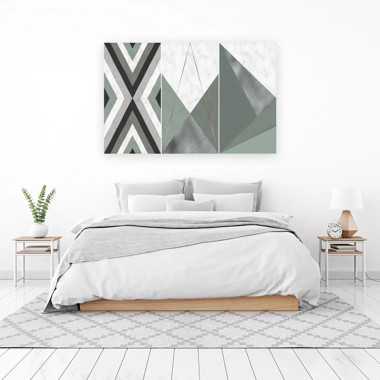 Geometric Sage Green Marble Gold Wall Art