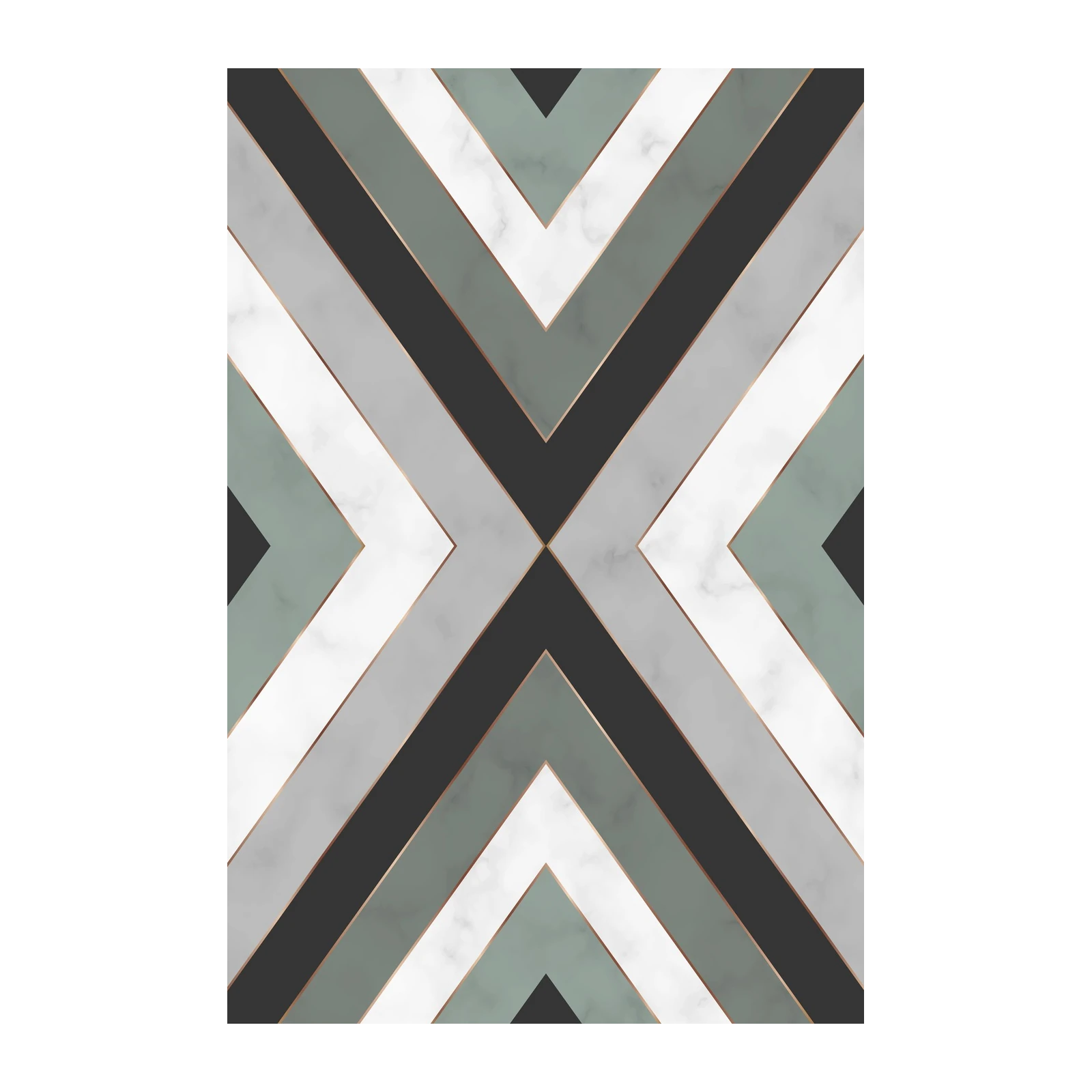 Geometric Marble Chevron Gold Wall Art