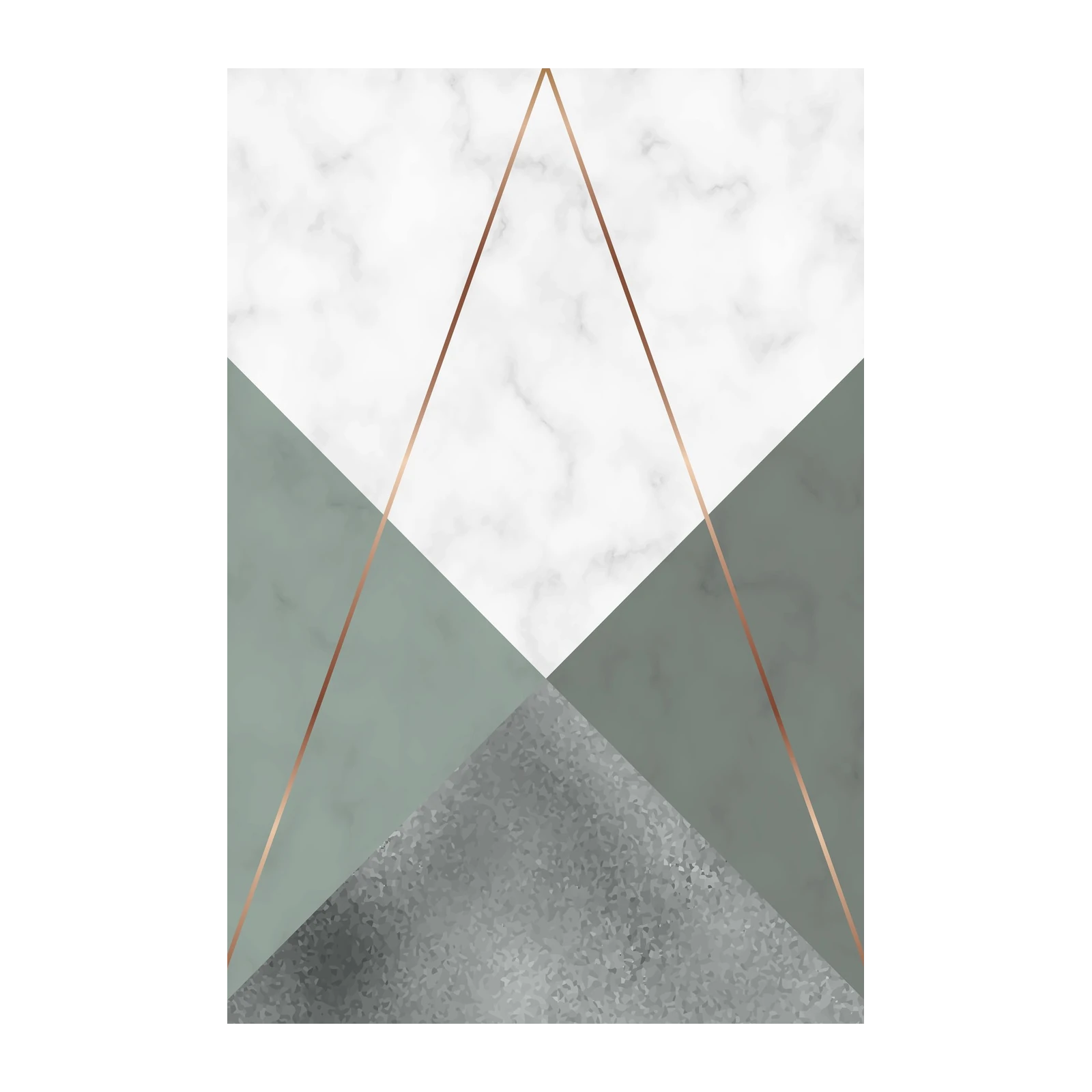 Sage Green Marble Geometric Copper Wall Art