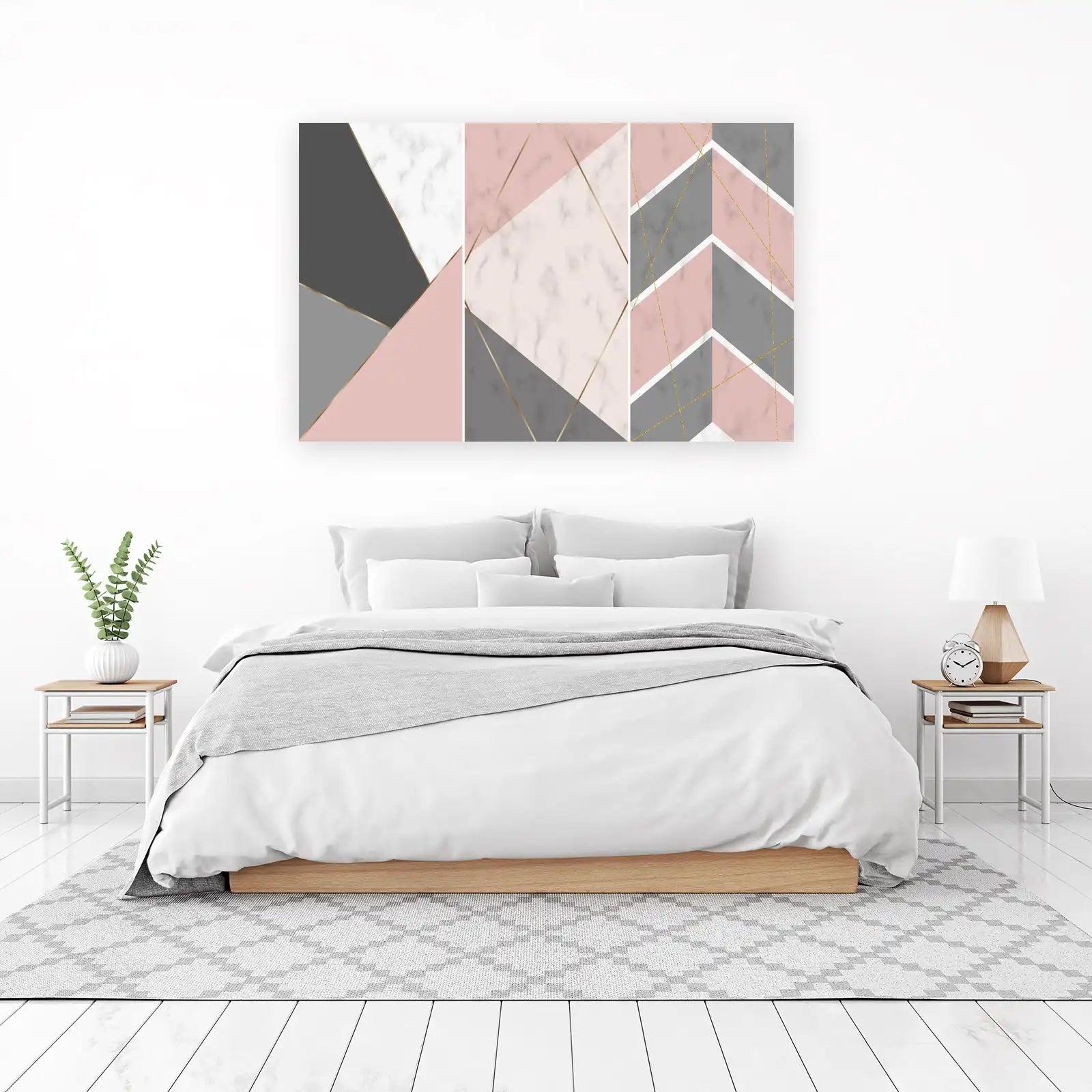 Geometric Marble Pink Gray Gold Wall Art