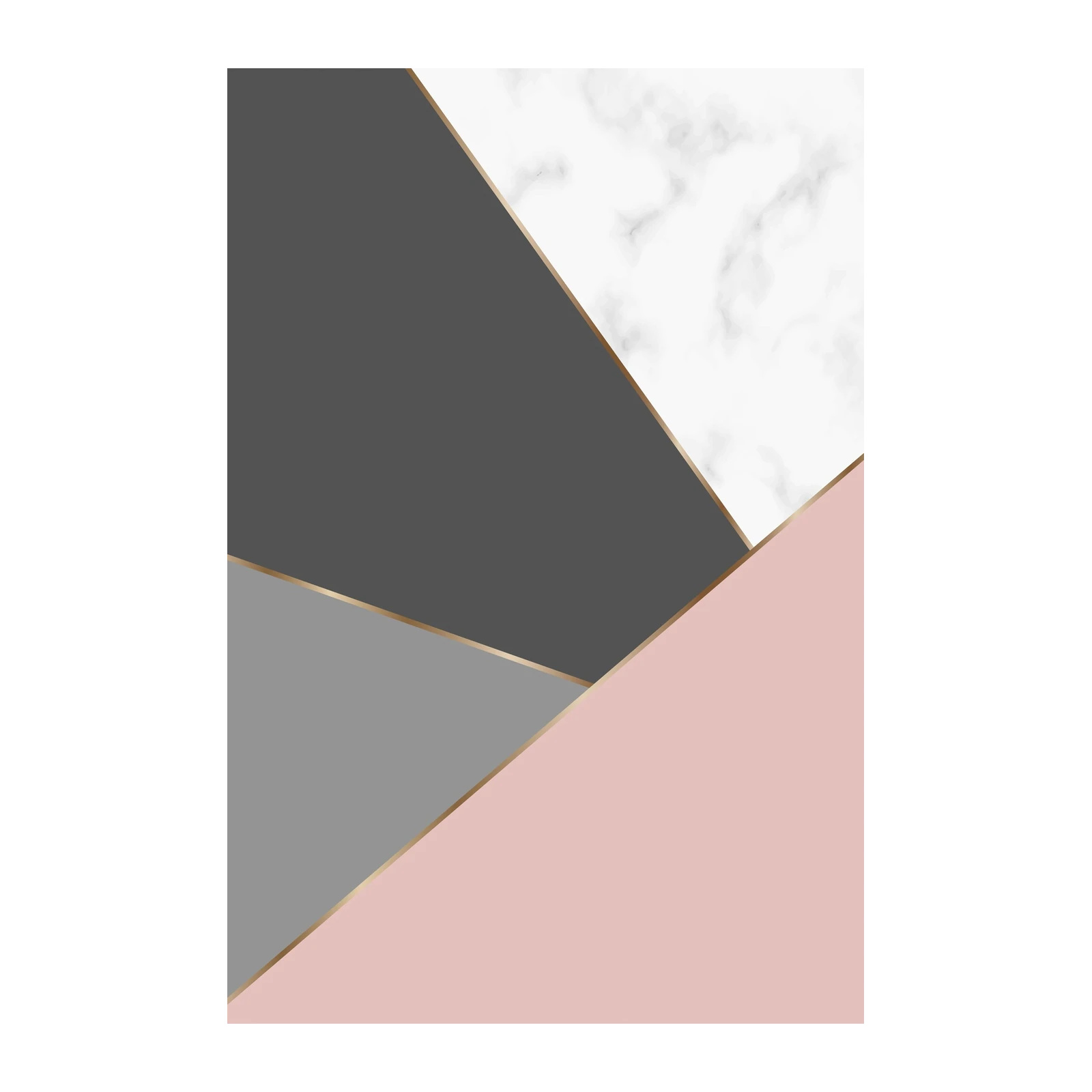 Geometric Marble Pink Gray Gold Wall Art