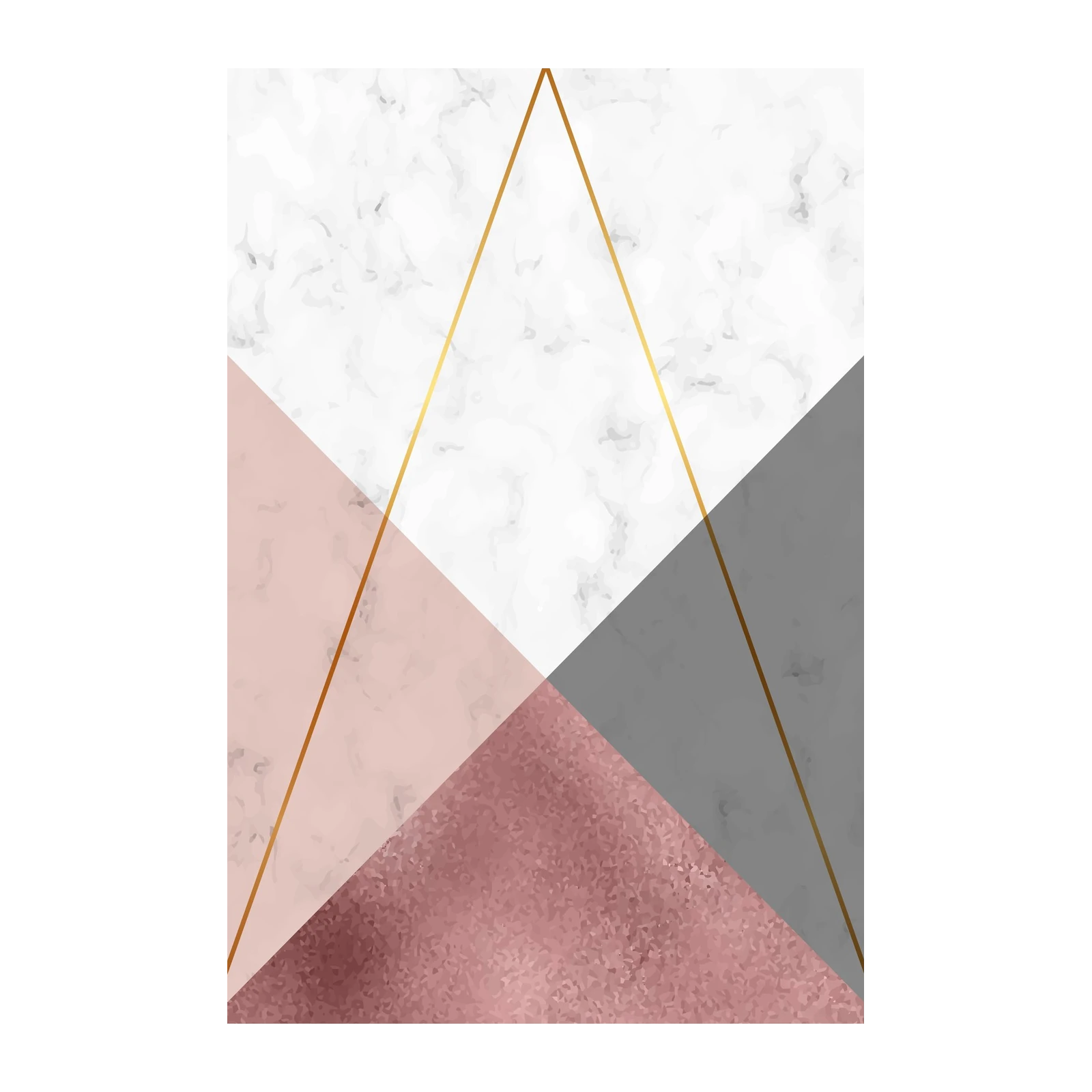Rose Gold Geometric Marble Wall Art