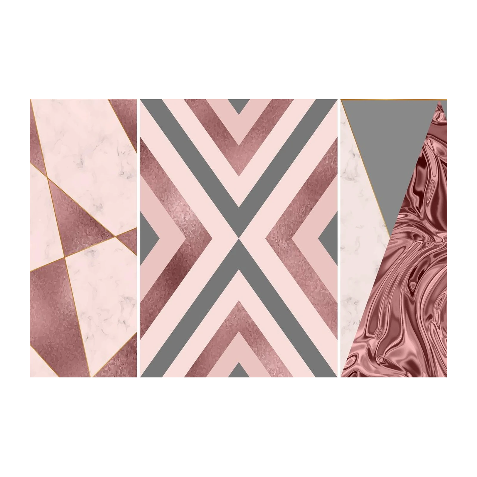 Rose Gold Geometric Marble Wall Art