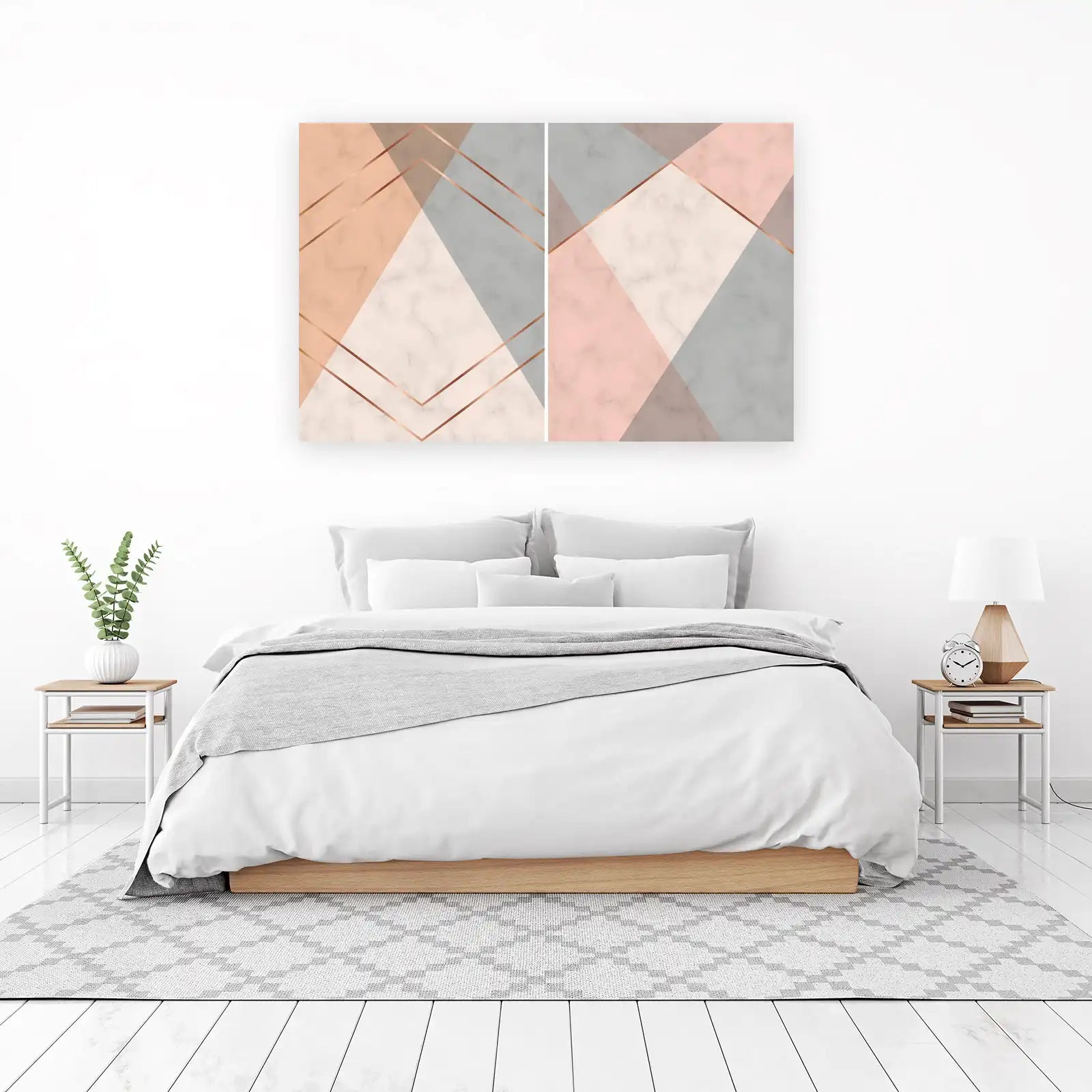 Chic Geometric Marble Rose Gold Wall Art