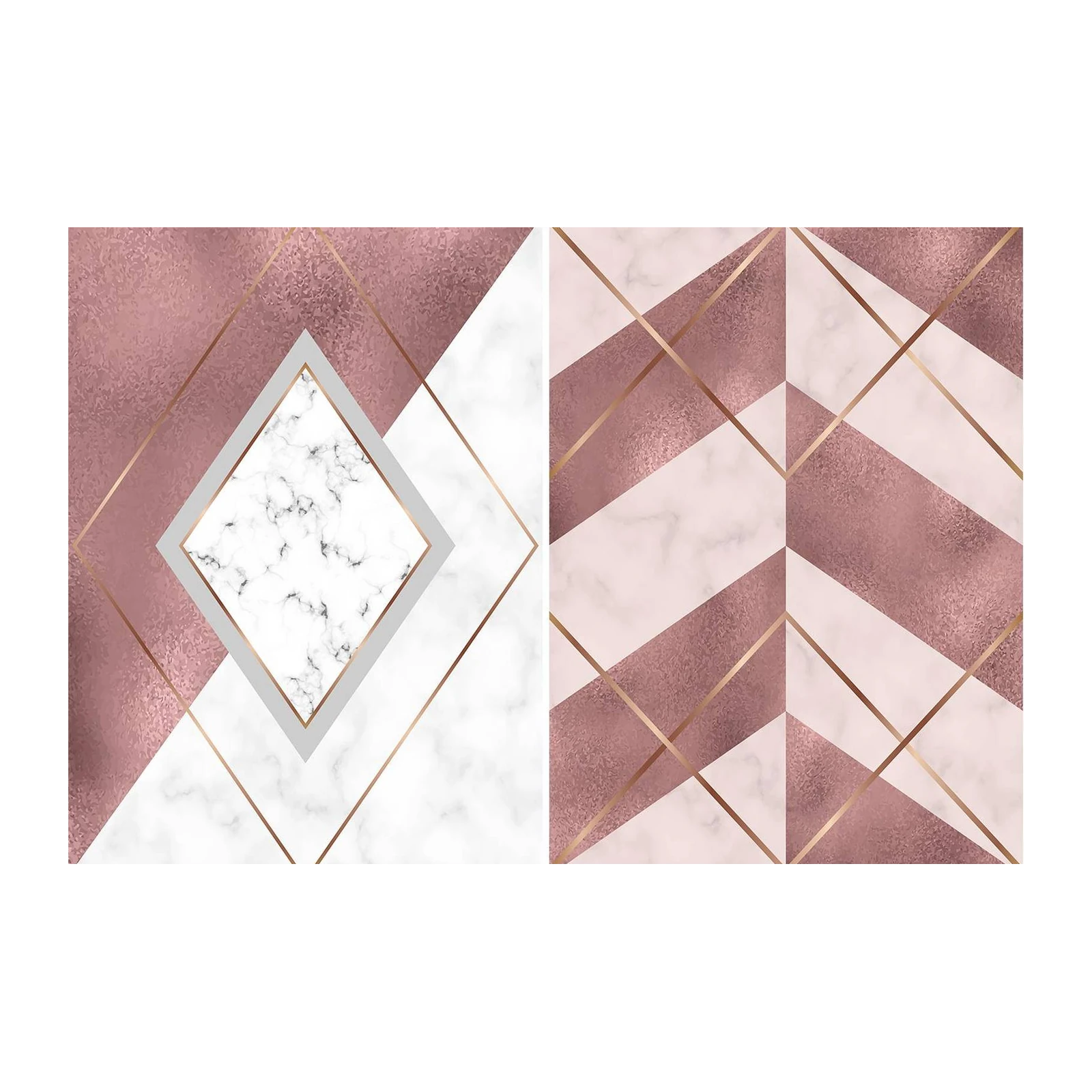 Rose Gold Marble Geometric Wall Art