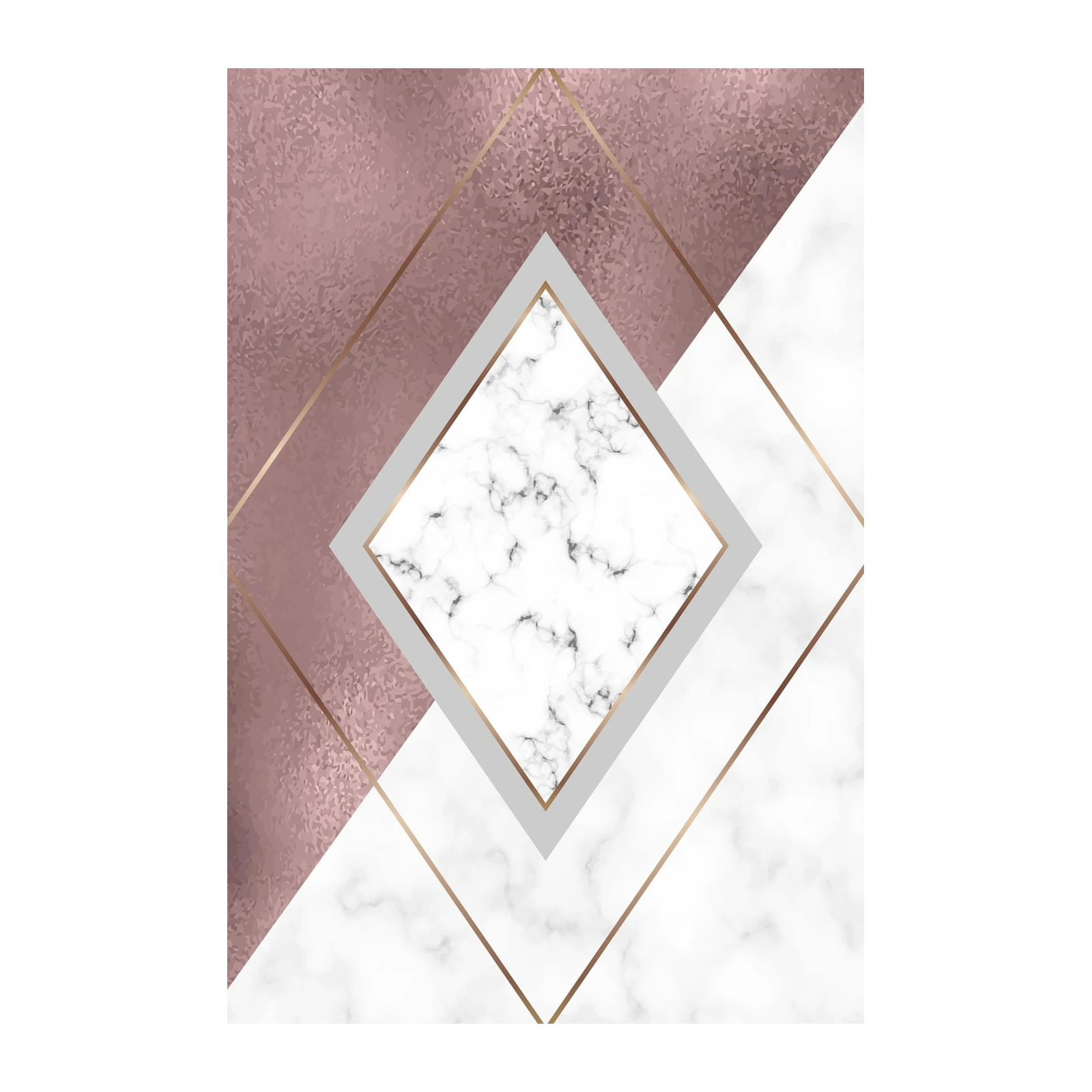 Rose Gold Marble Geometric Chic Wall Art