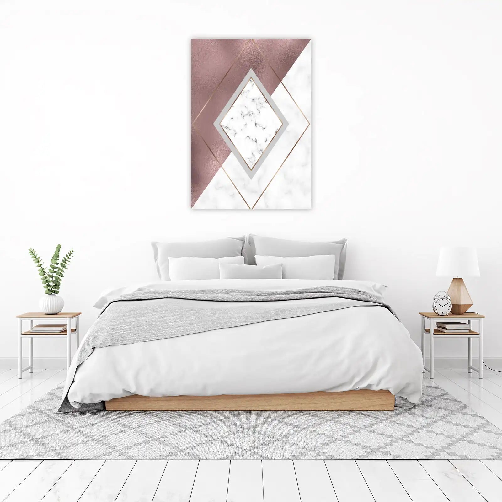 Rose Gold Marble Geometric Chic Wall Art