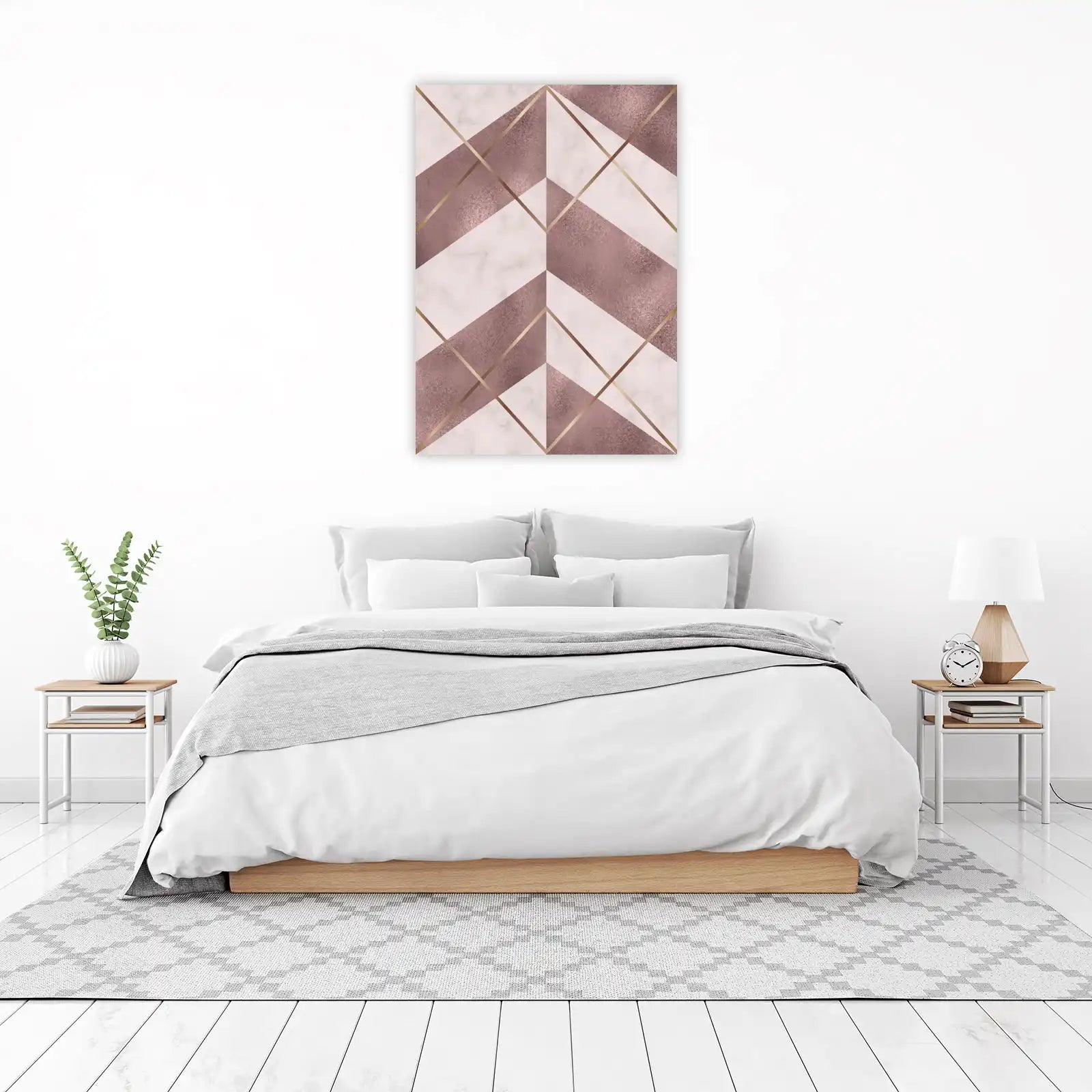 Elegant Rose Gold Geometric Marble Wall Art