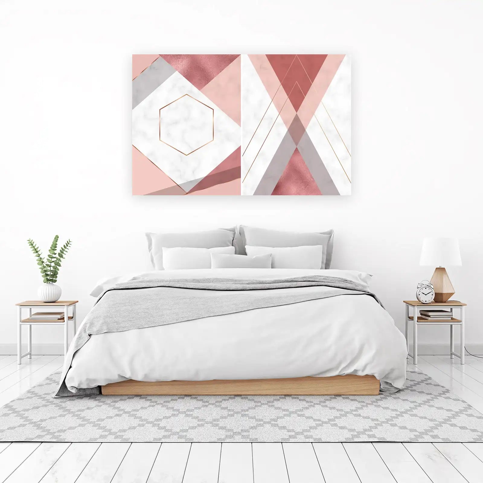 Geometric Blush & Rose Gold Wall Art
