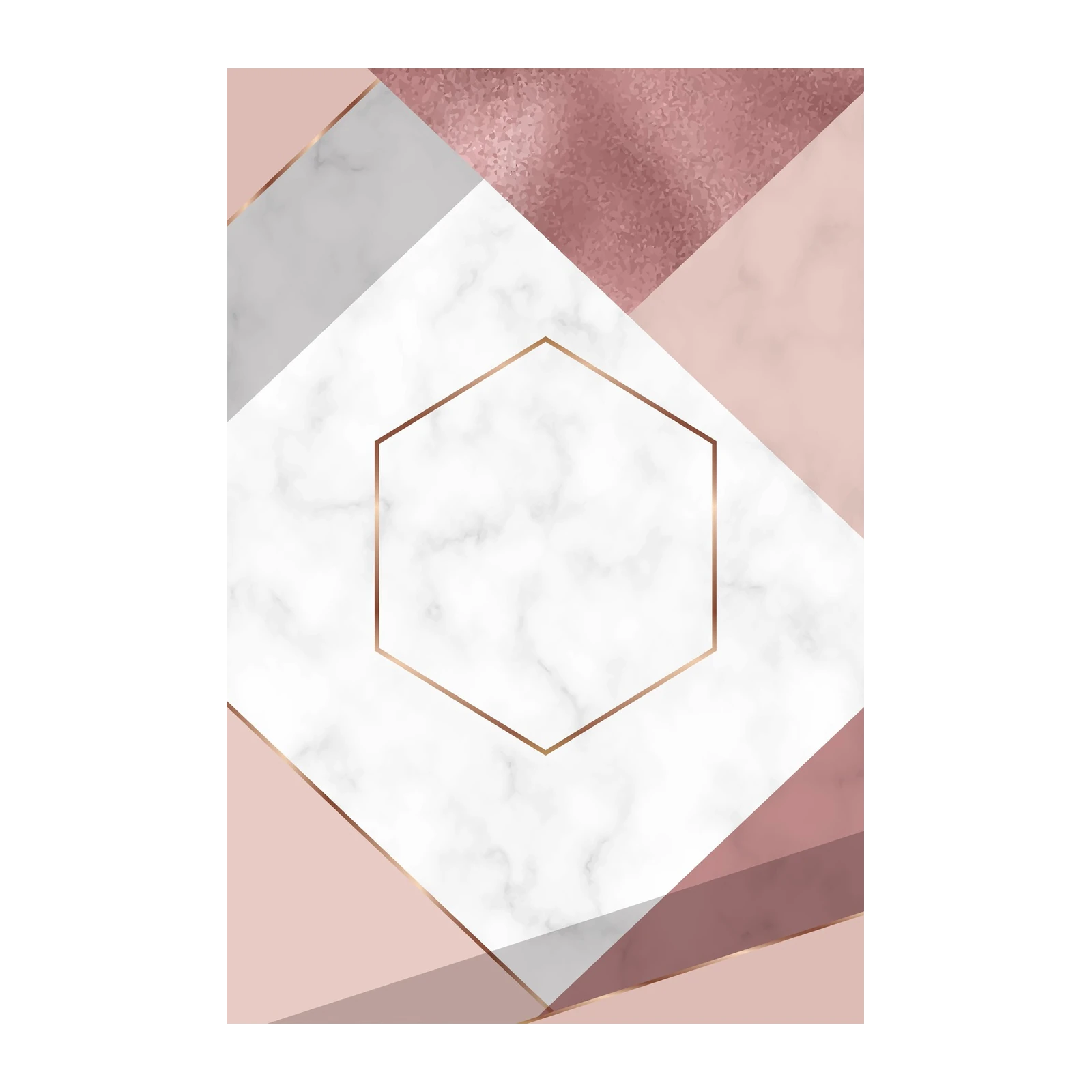 Geometric Rose Gold Marble Wall Art