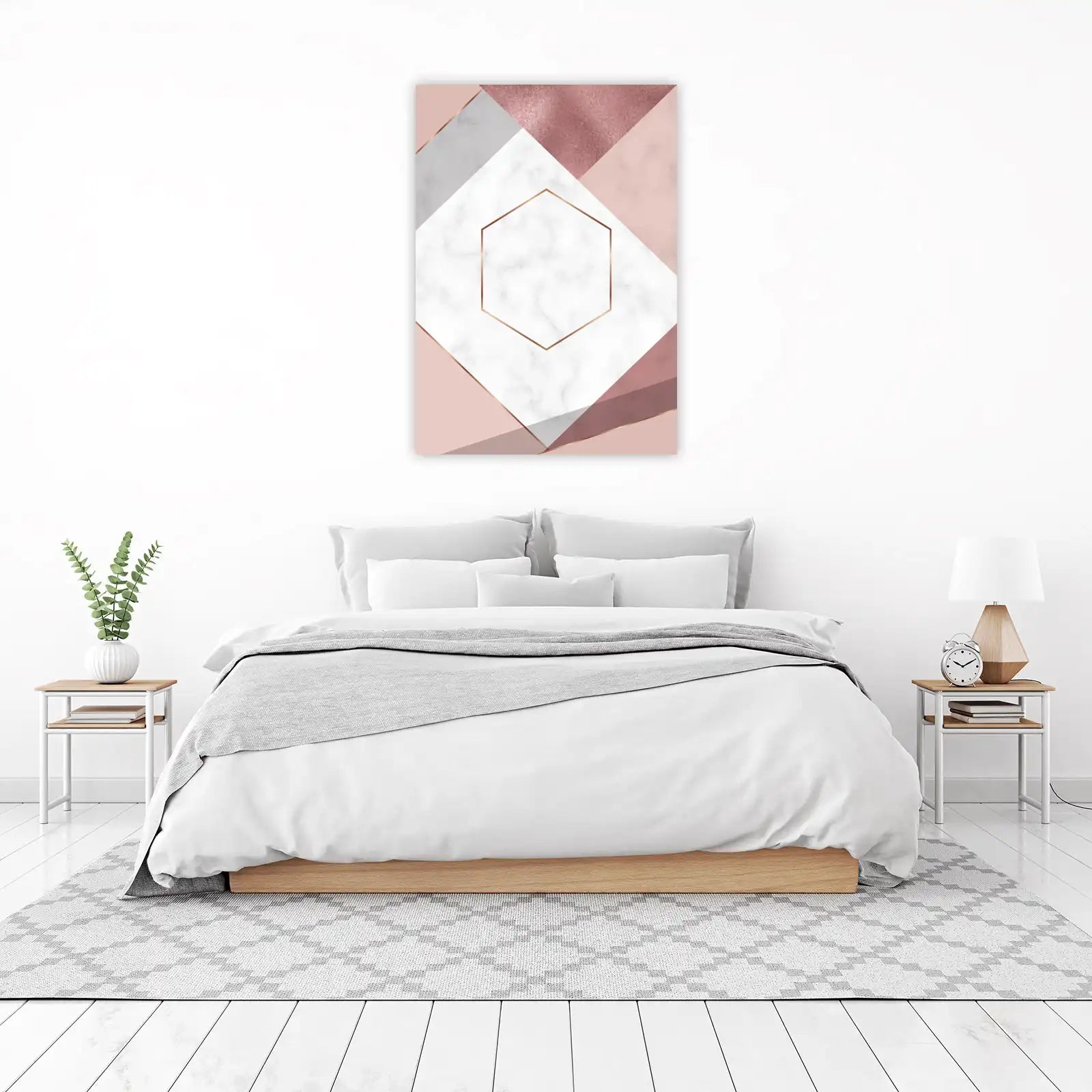 Geometric Rose Gold Marble Wall Art