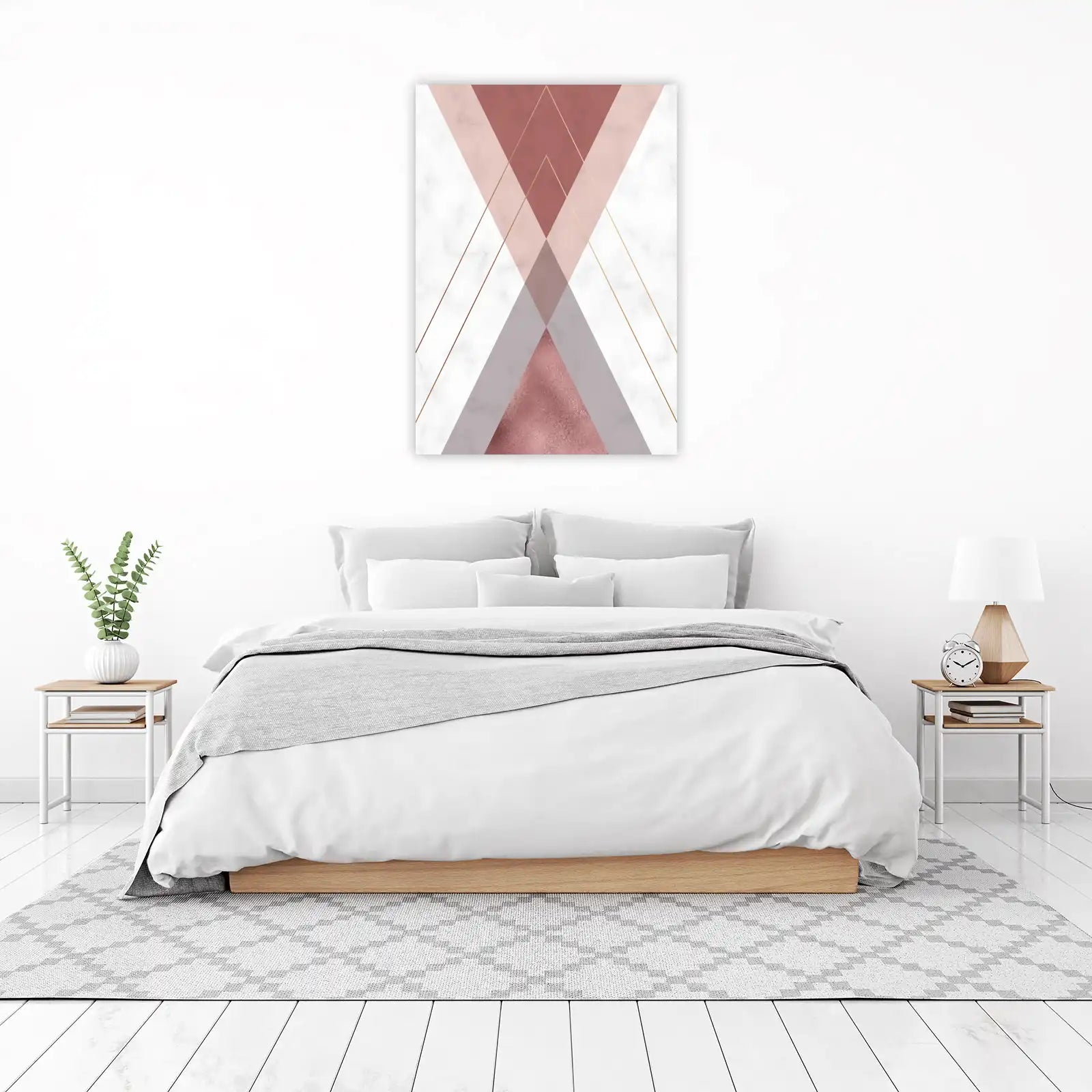 Elegant Rose Gold Geometric Marble Wall Art