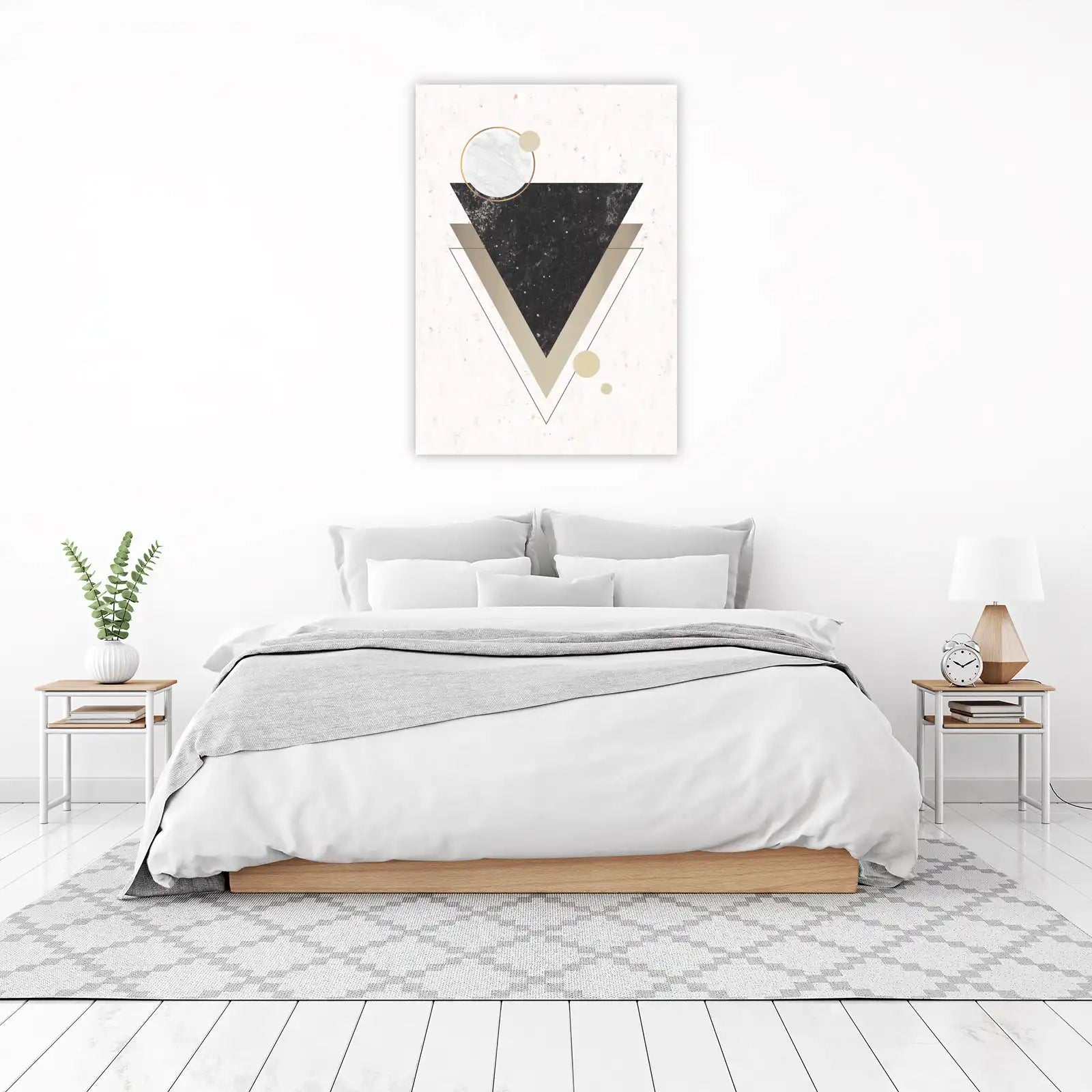 Modern Geometric Abstract Gold & Marble Wall Art