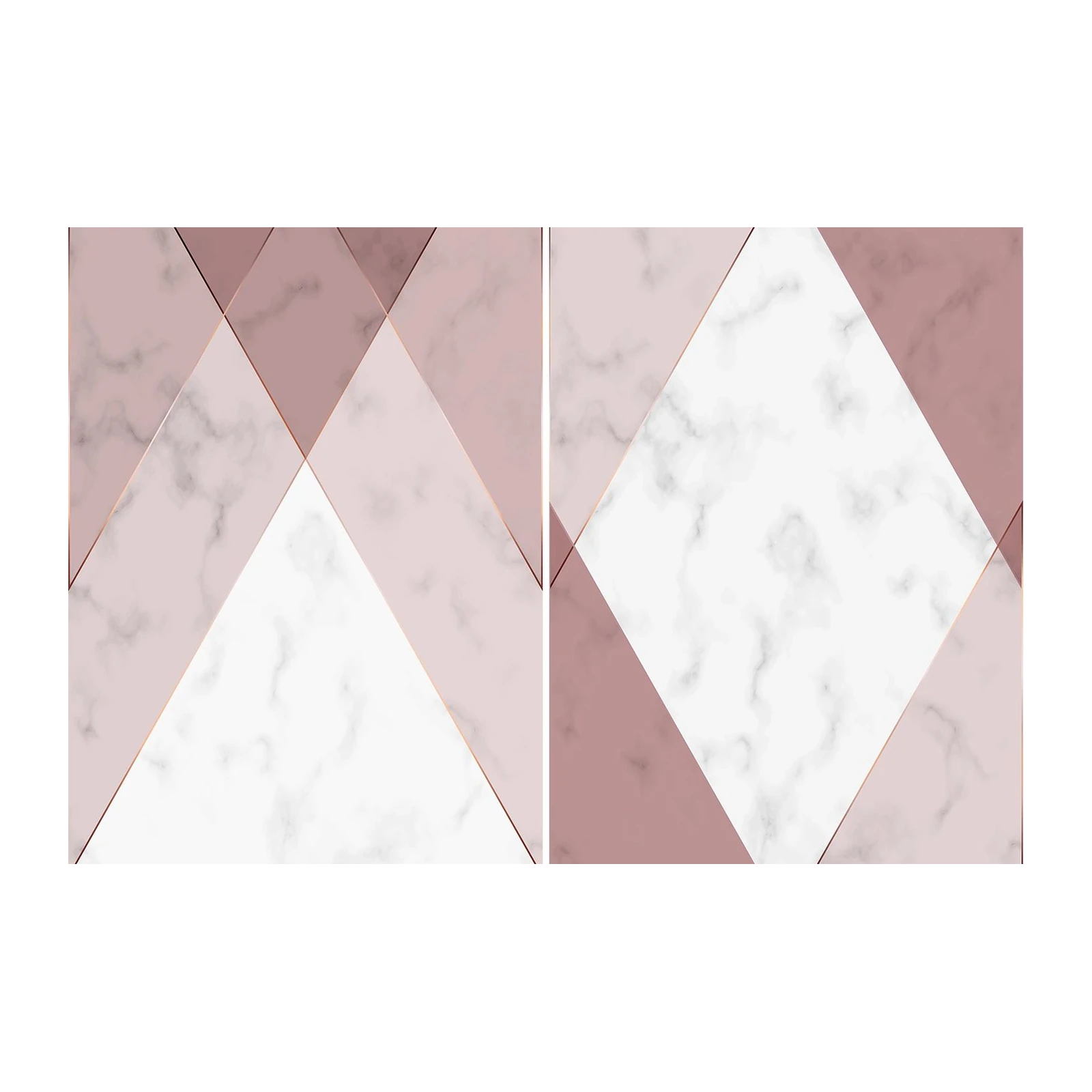 Rose Gold Geometric Marble Wall Art Set