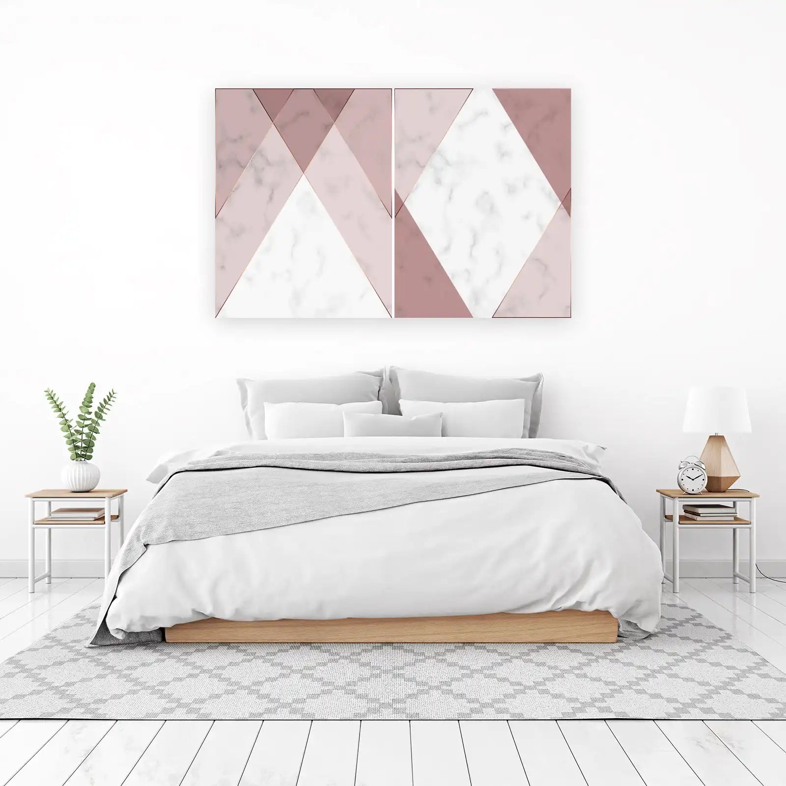 Rose Gold Geometric Marble Wall Art Set