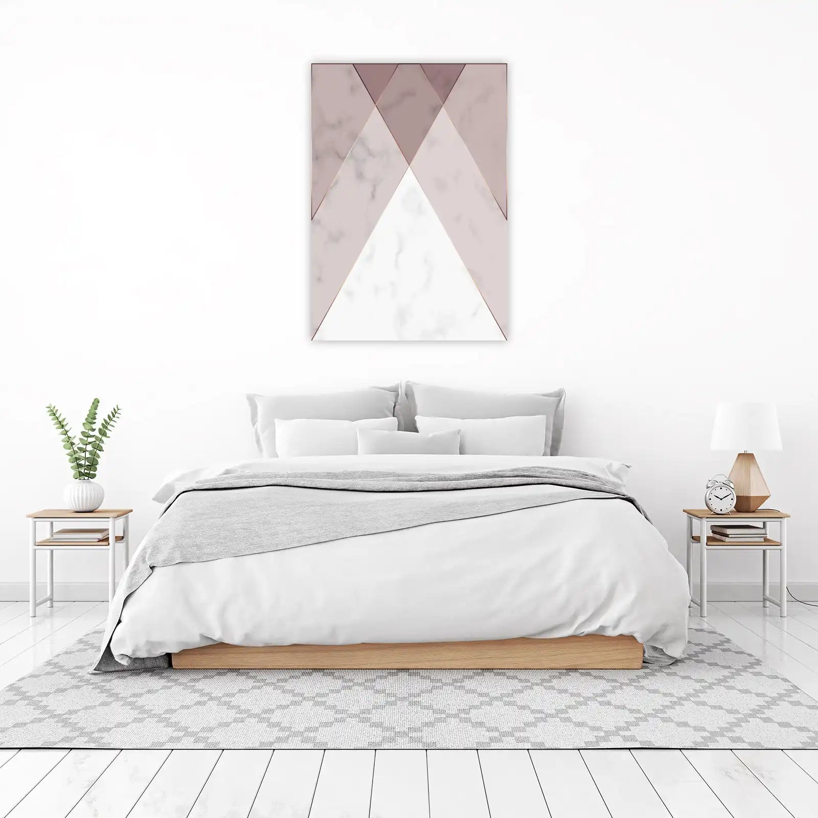 Modern Rose Gold Marble Geometric Wall Art