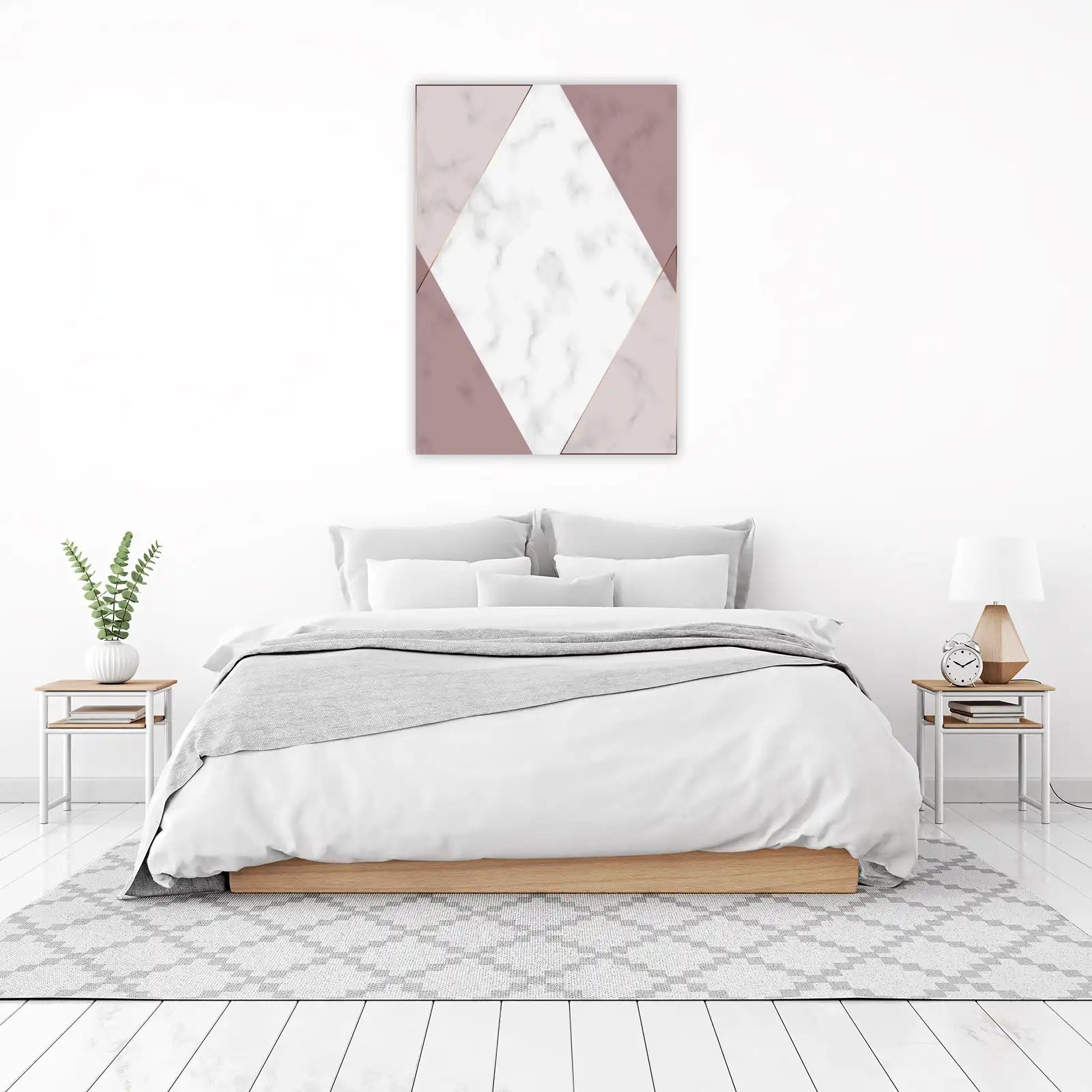 Elegant Rose Gold Marble Geometric Wall Art