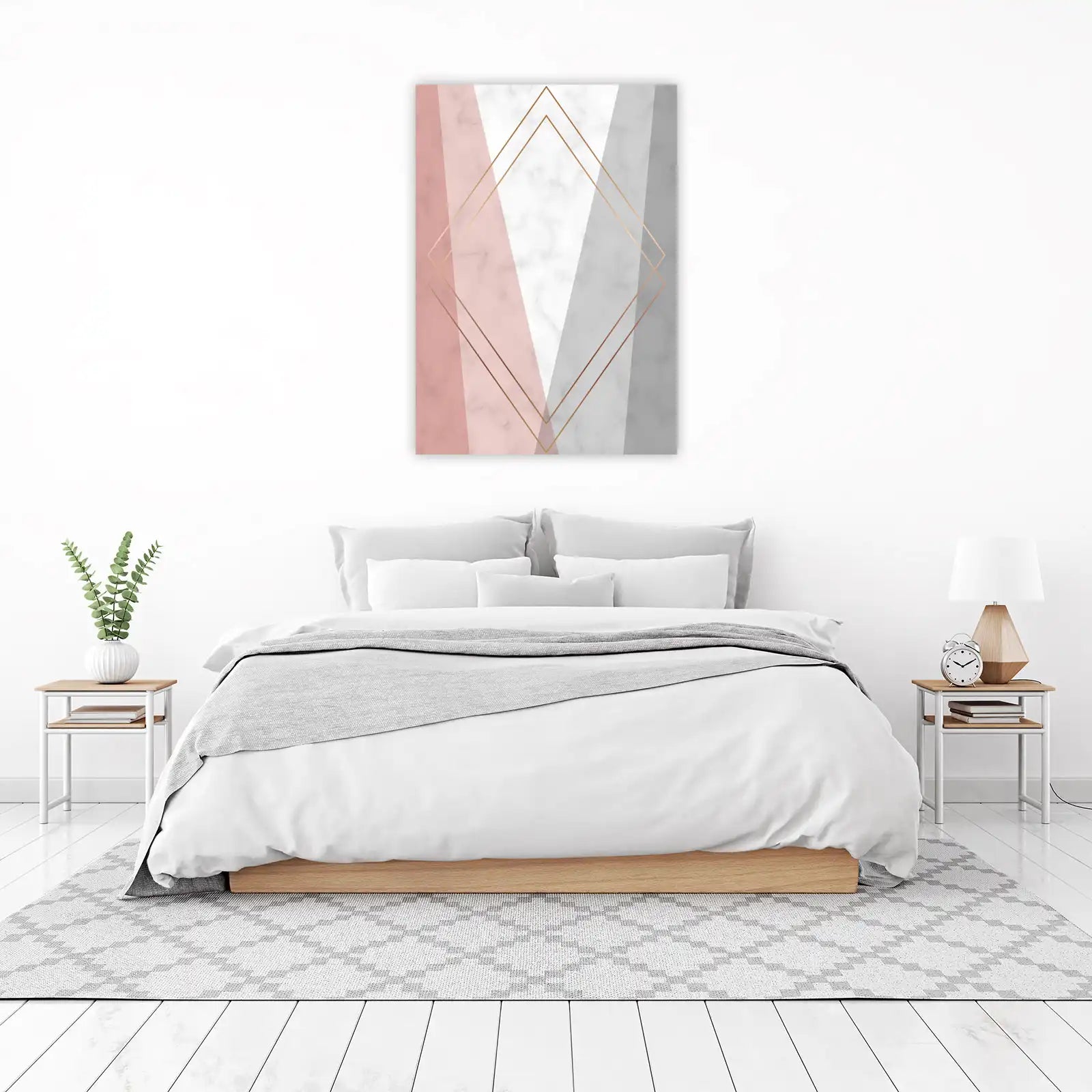 Chic Geometric Marble Rose Gold Wall Art