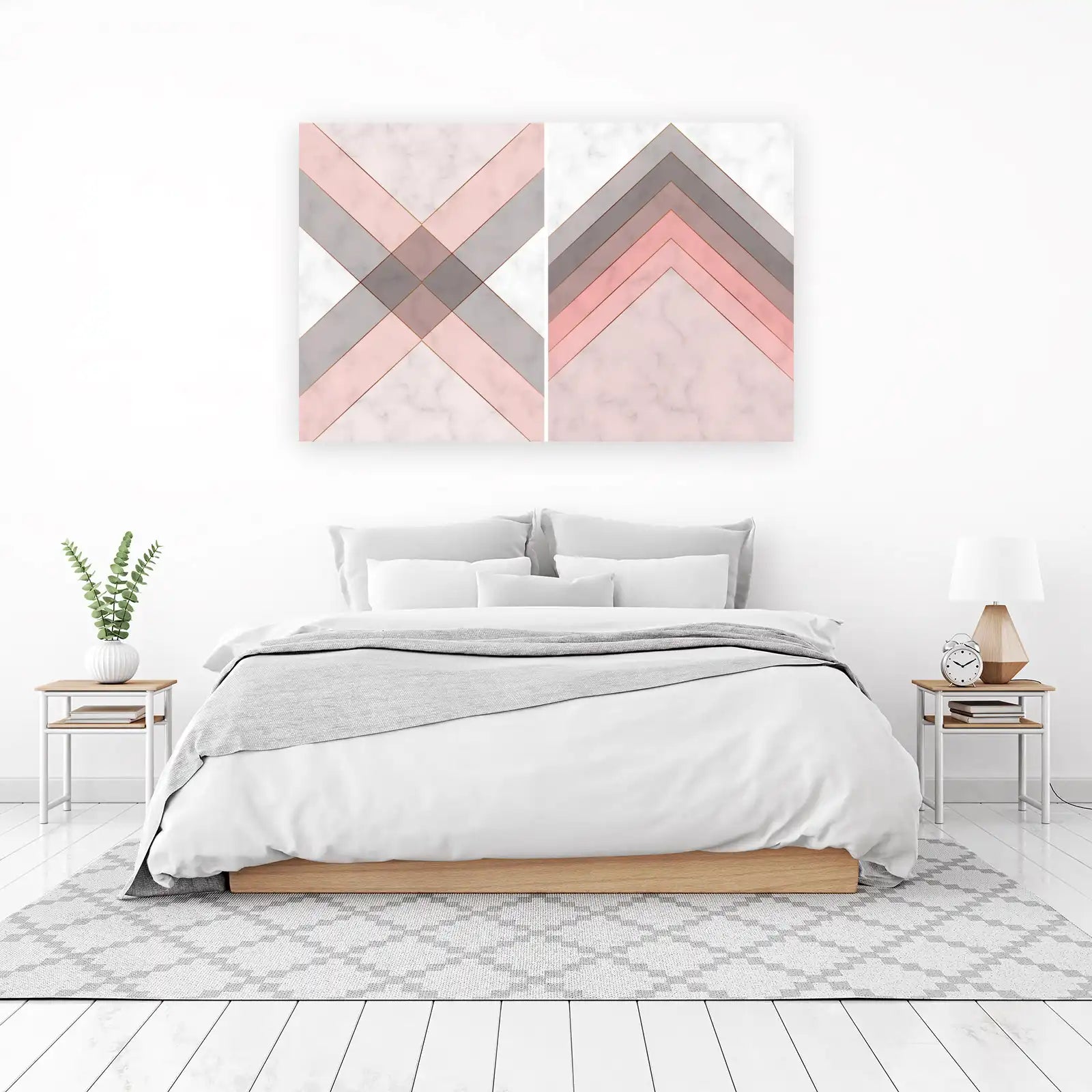 Geometric Marble Blush & Grey Diamond Wall Art