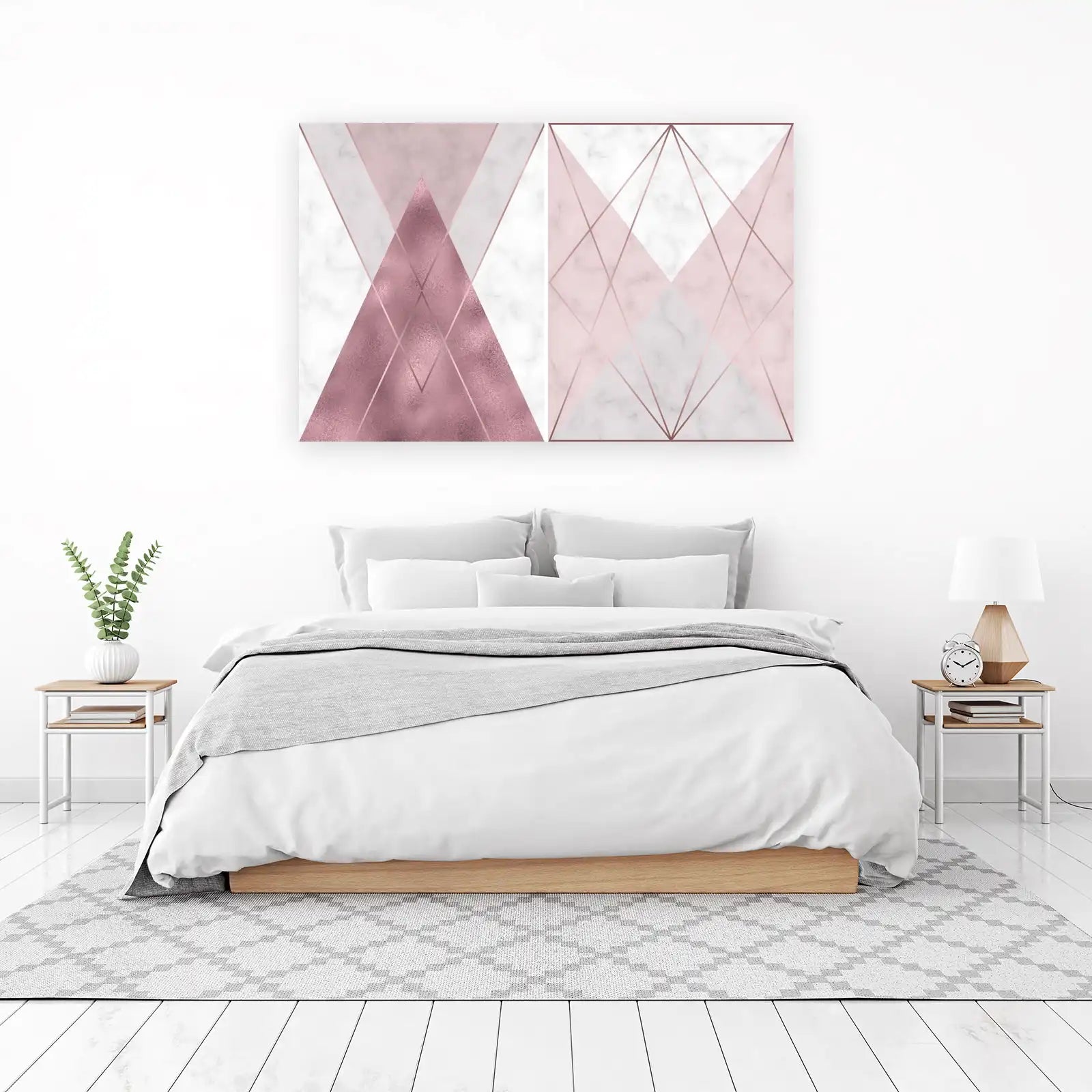 Rose Gold Geometric Marble Wall Art Art