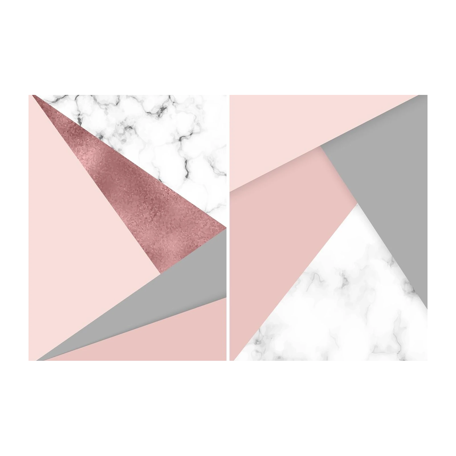 Chic Geometric Rose Gold Marble Wall Art