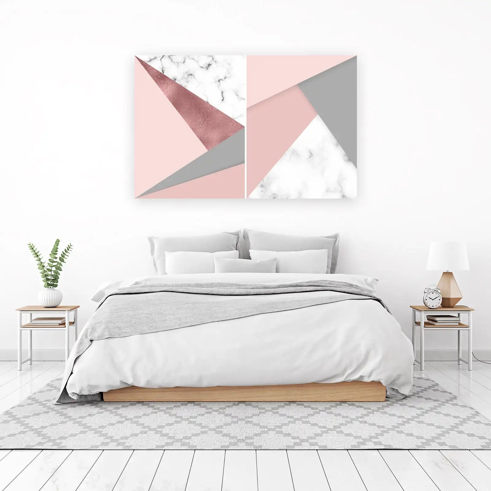 Chic Geometric Rose Gold Marble Wall Art