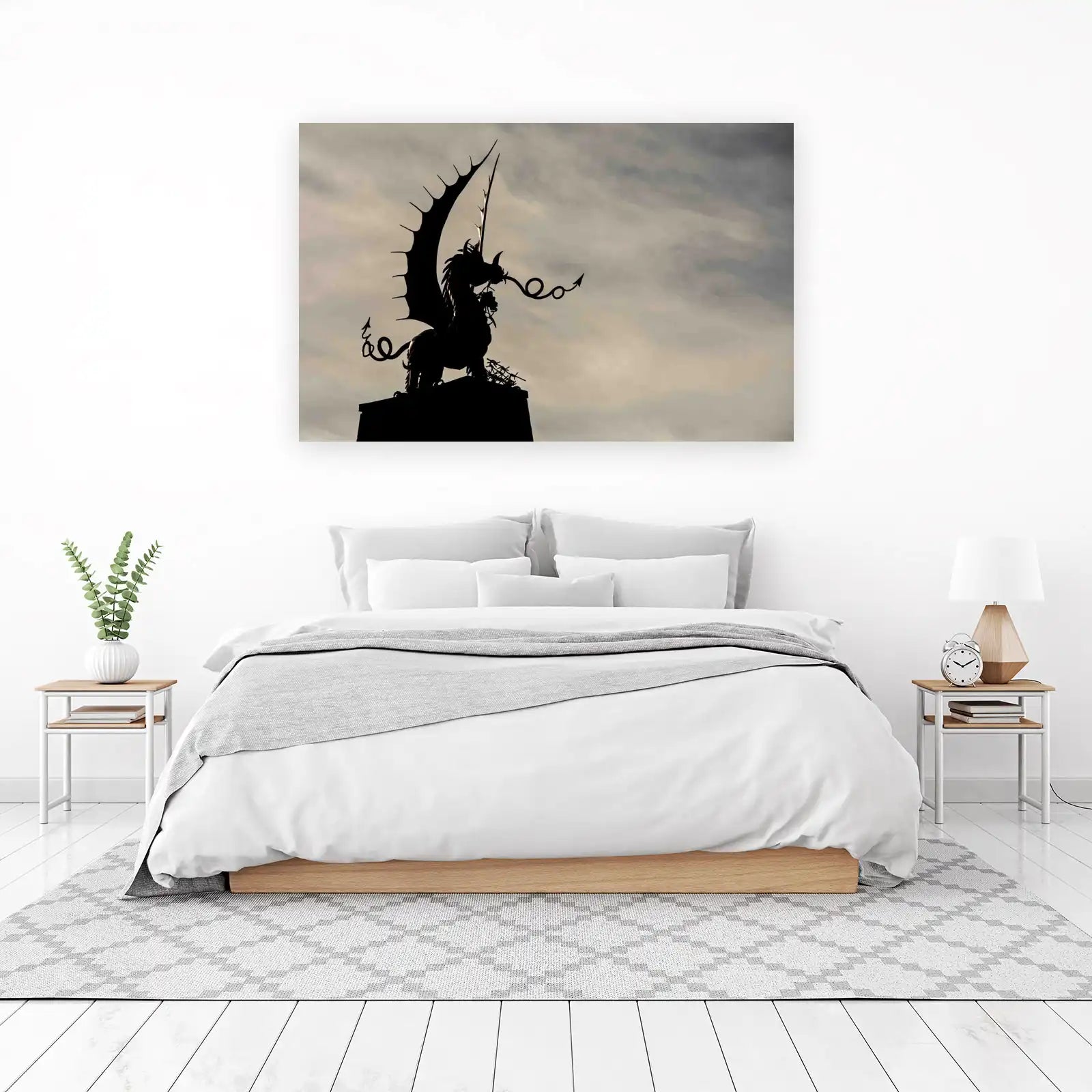 Majestic Dragon Silhouette Wall Art