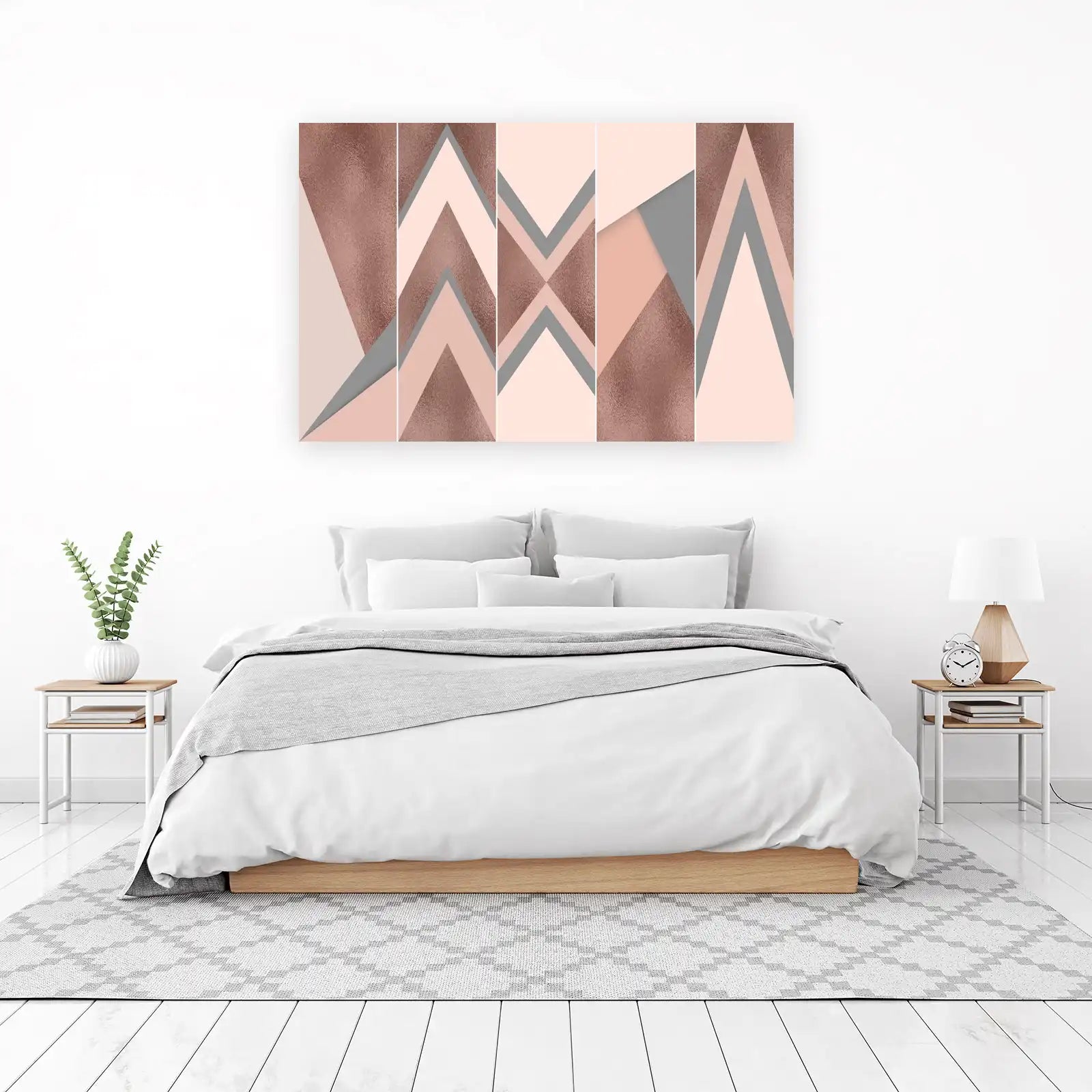 Rose Gold Geometric Chevron Wall Art