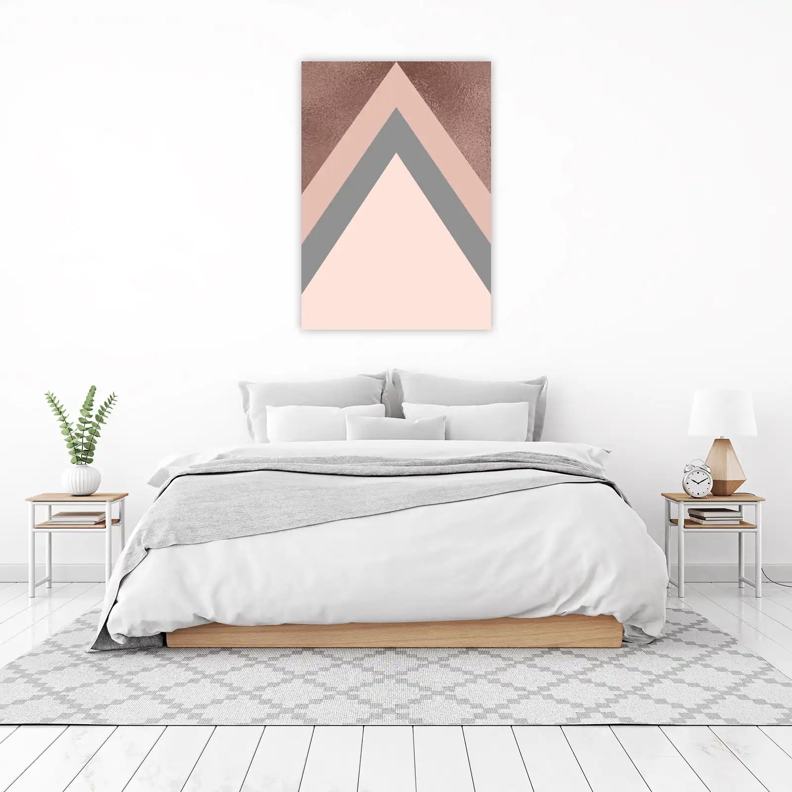 Rose Gold Geometric Mountains Wall Art