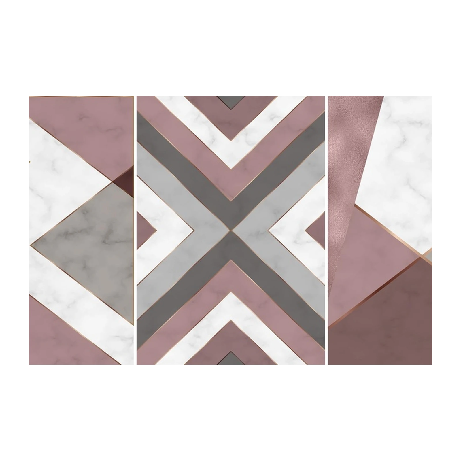 Rose Gold Geometric Marble Wall Art Set