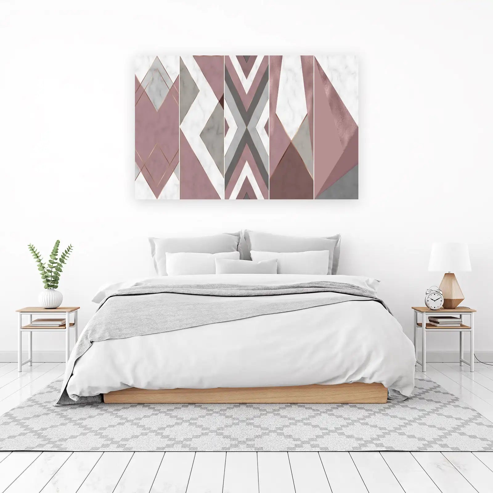 Rose Gold Geometric Marble Wall Art Set