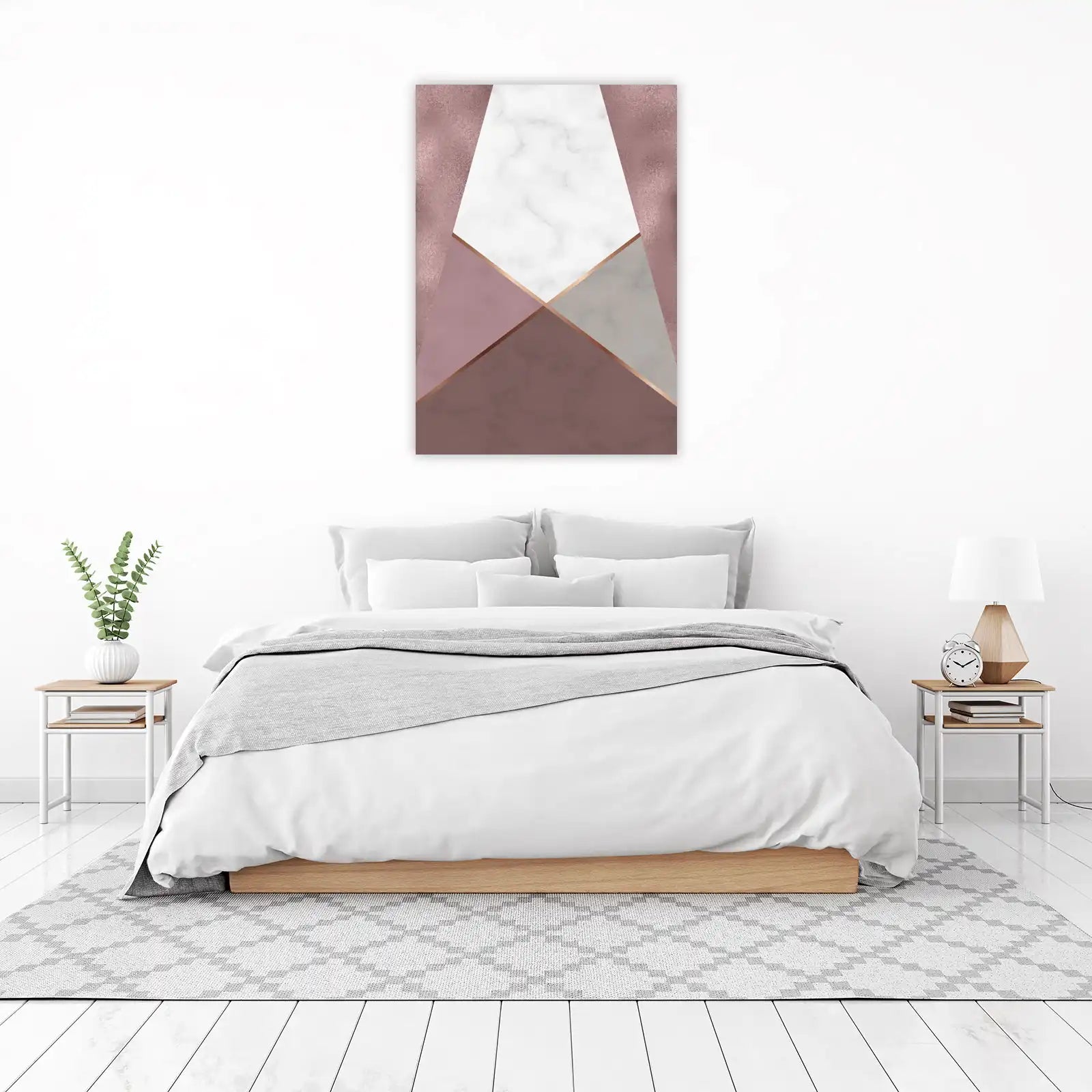 Rose Gold Marble Geometric Wall Art