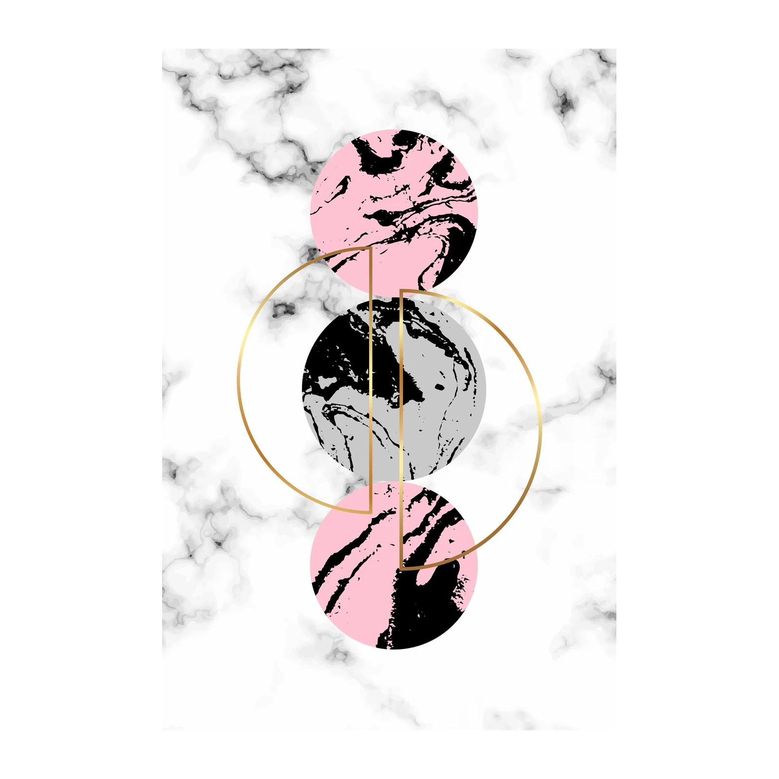 Geometric Marble Circles Pink & Gold Wall Art
