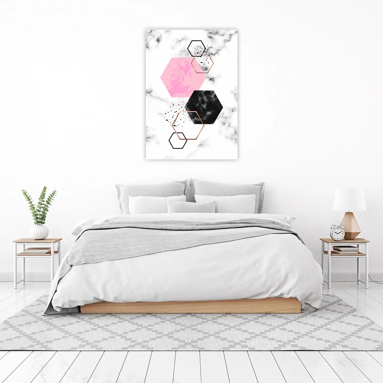 Modern Geometric Marble Pink & Black Wall Art