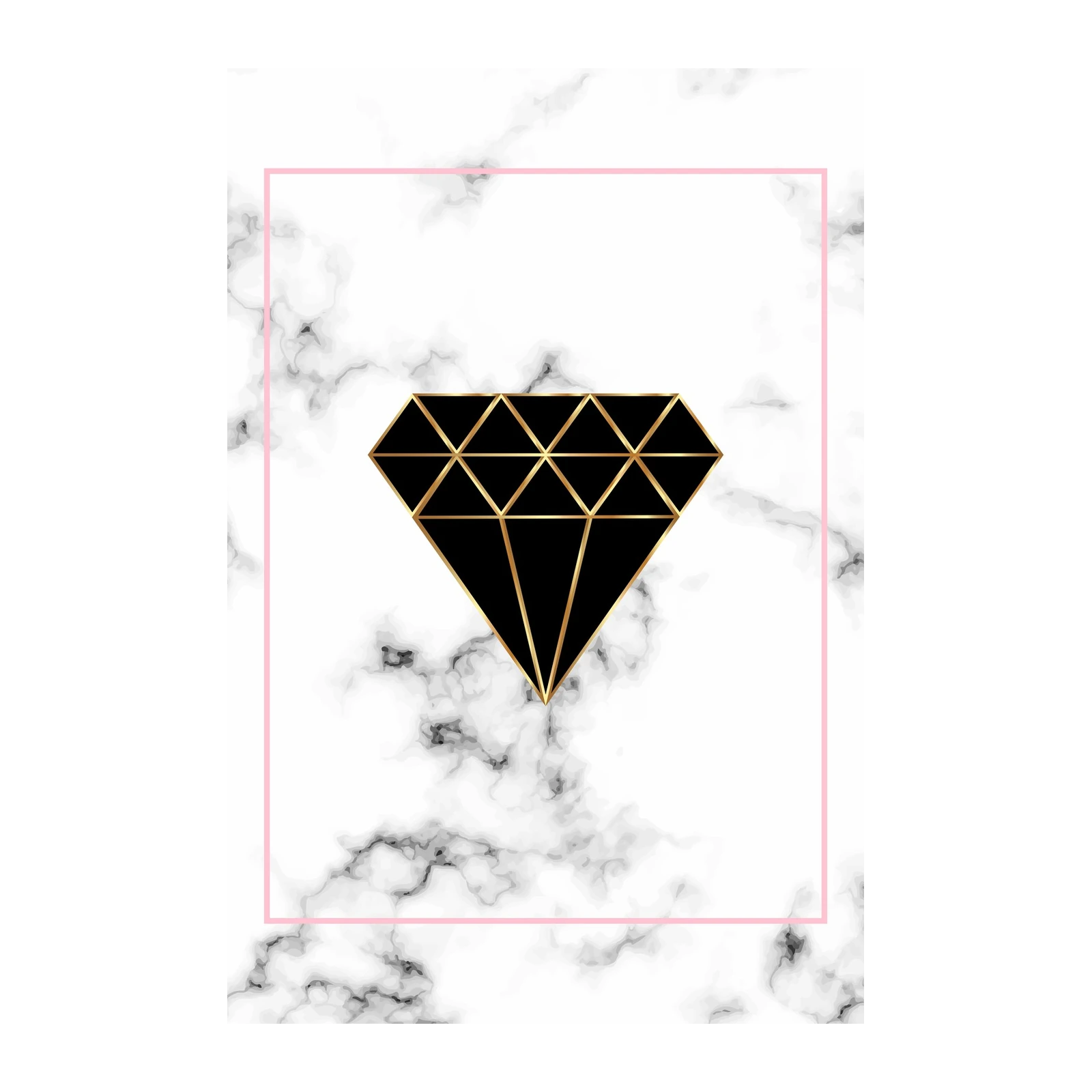 Chic Diamond Marble Pink Frame Wall Art