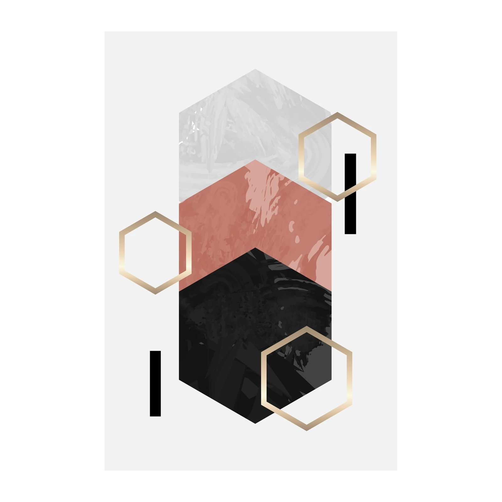 Modern Geometric Hexagon Abstract Wall Art