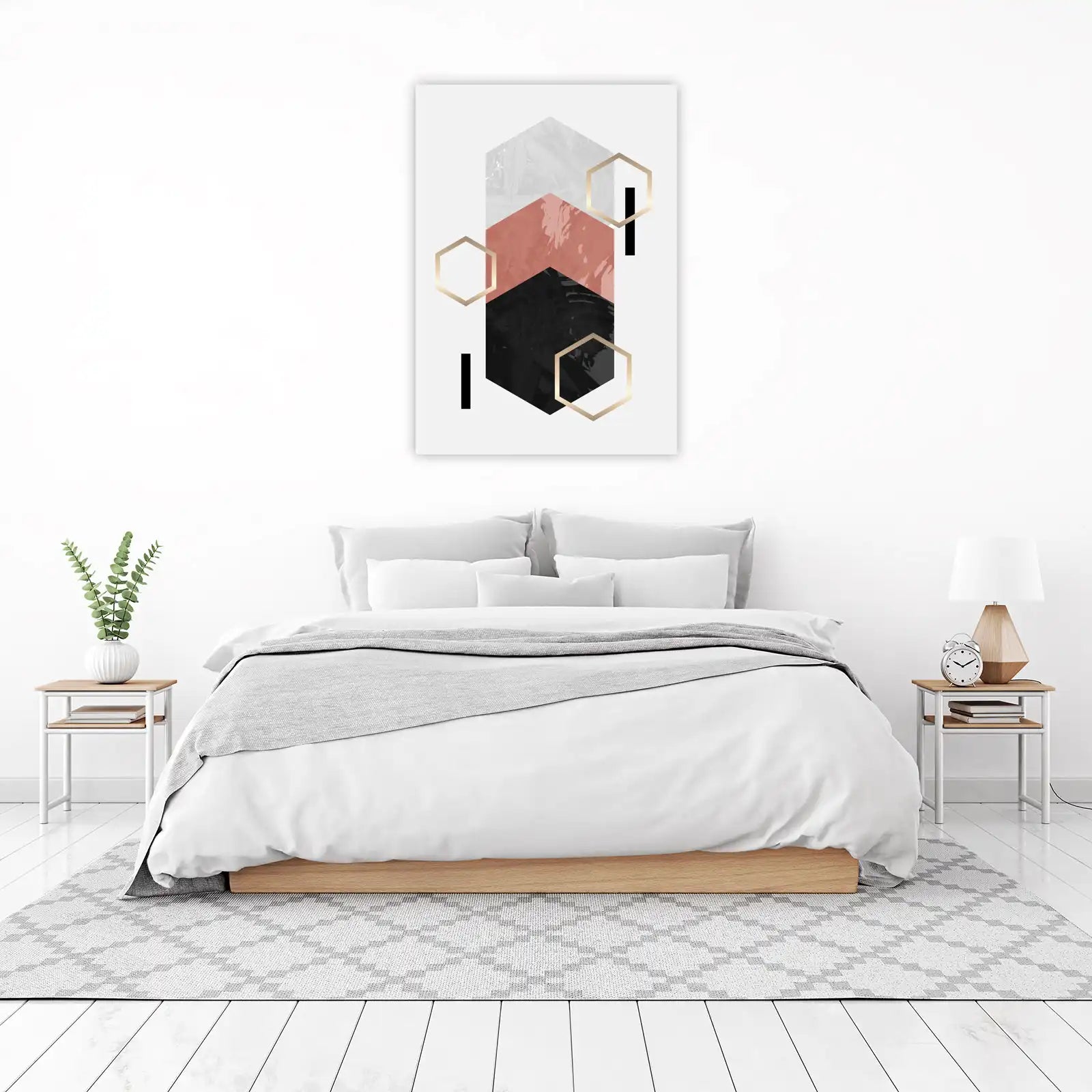Modern Geometric Hexagon Abstract Wall Art